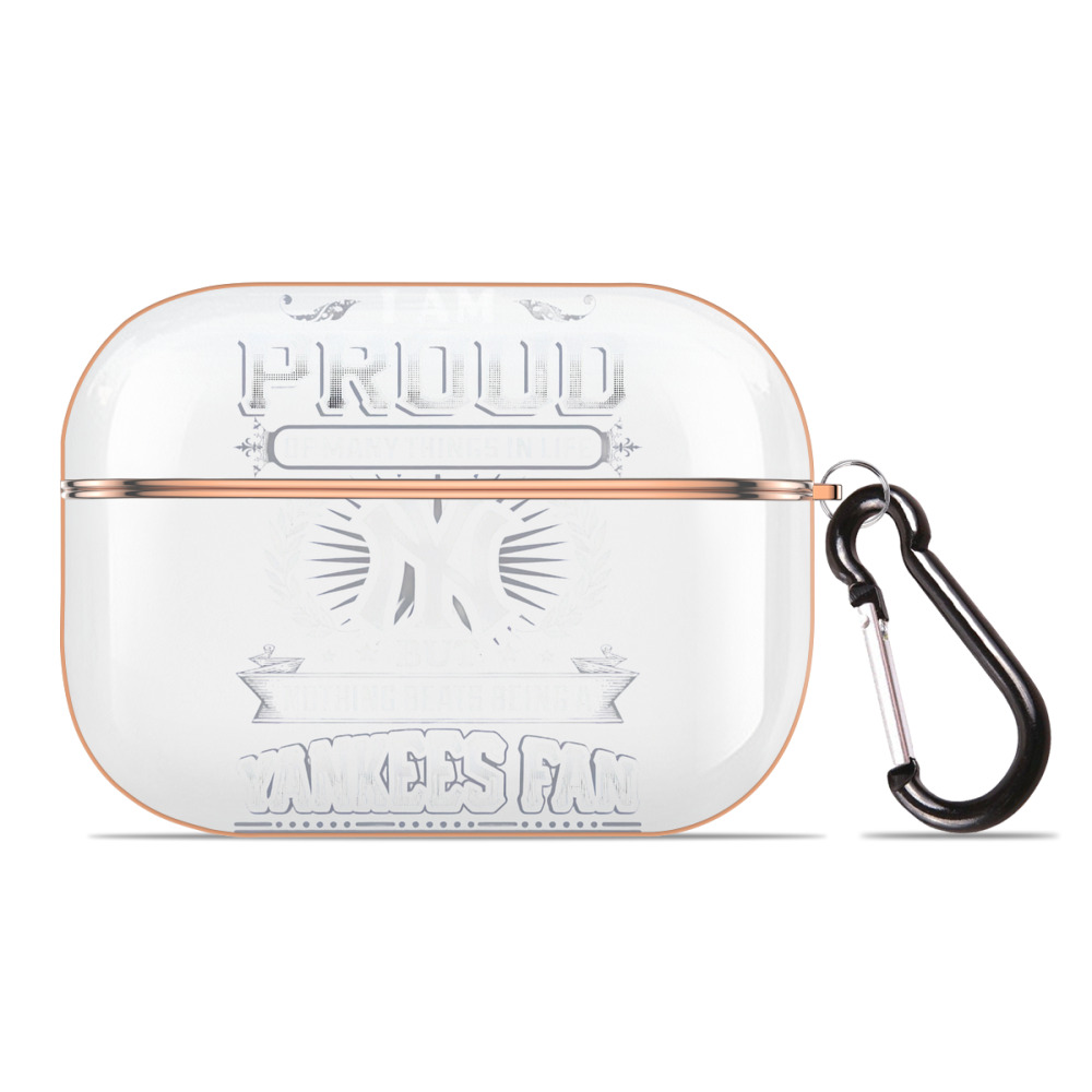 New York Yankees 275 AirPods Pro Protective Case Rose Gold, Flexible PC Material, Precise Fit, Anti-Slip Cover, Full Protection, Fingerprint Resistant, Washable With Keychain