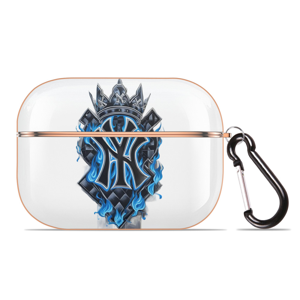 New York Yankees 285 AirPods Pro Protective Case Rose Gold, Flexible PC Material, Precise Fit, Anti-Slip Cover, Full Protection, Fingerprint Resistant, Washable With Keychain