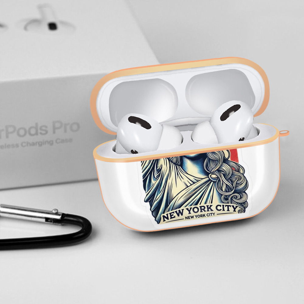 New York Yankees Liberty AirPods Pro Protective Case Rose Gold, Flexible PC Material, Precise Fit, Anti-Slip Cover, Full Protection, Fingerprint Resistant, Washable With Keychain