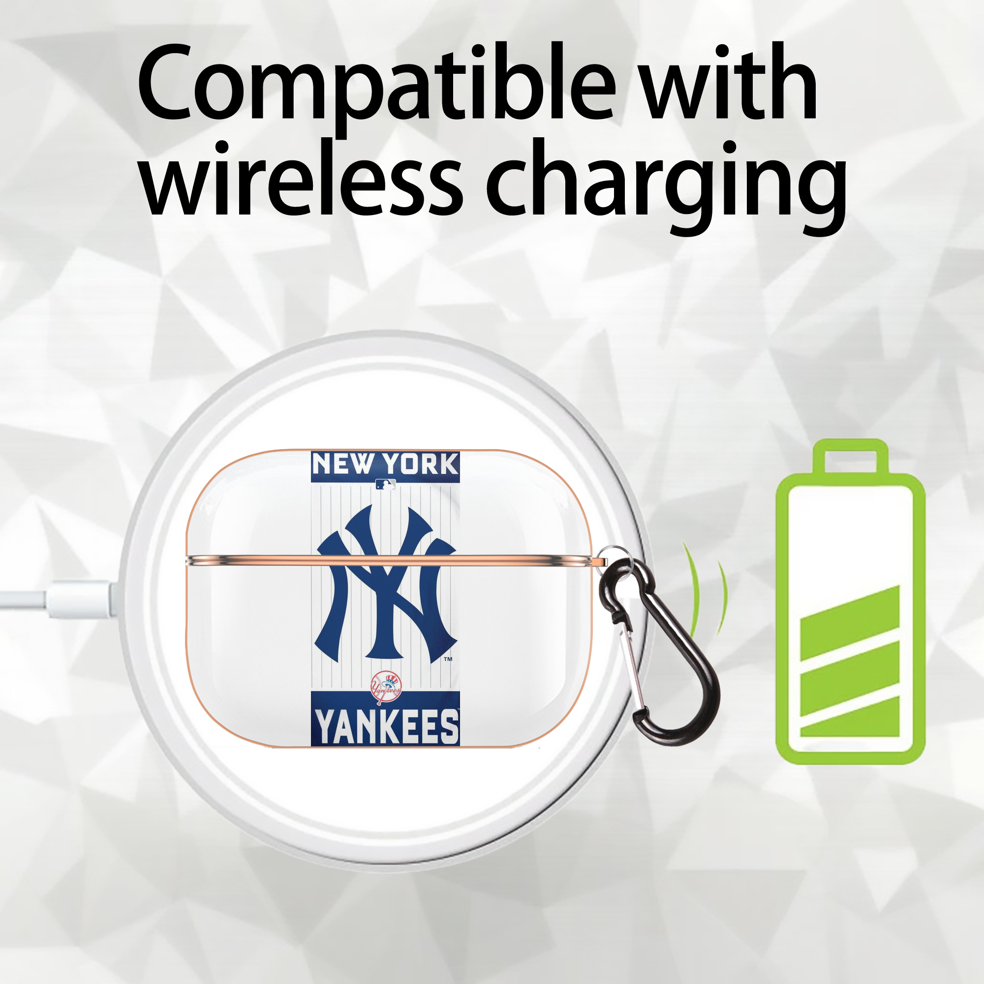 New York Yankees 23 AirPods Pro Protective Case Rose Gold, Flexible PC Material, Precise Fit, Anti-Slip Cover, Full Protection, Fingerprint Resistant, Washable With Keychain