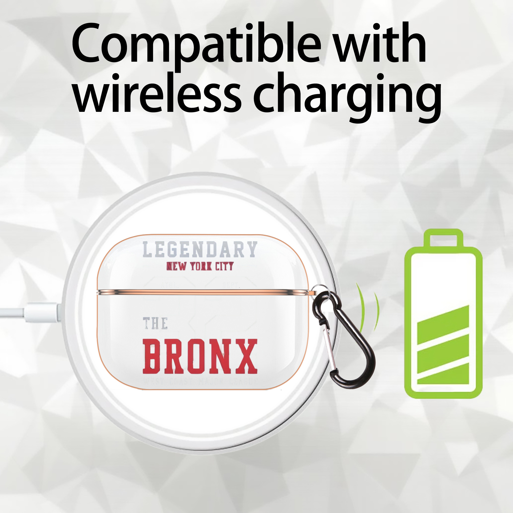 New York Yankees 24 AirPods Pro Protective Case Rose Gold, Flexible PC Material, Precise Fit, Anti-Slip Cover, Full Protection, Fingerprint Resistant, Washable With Keychain