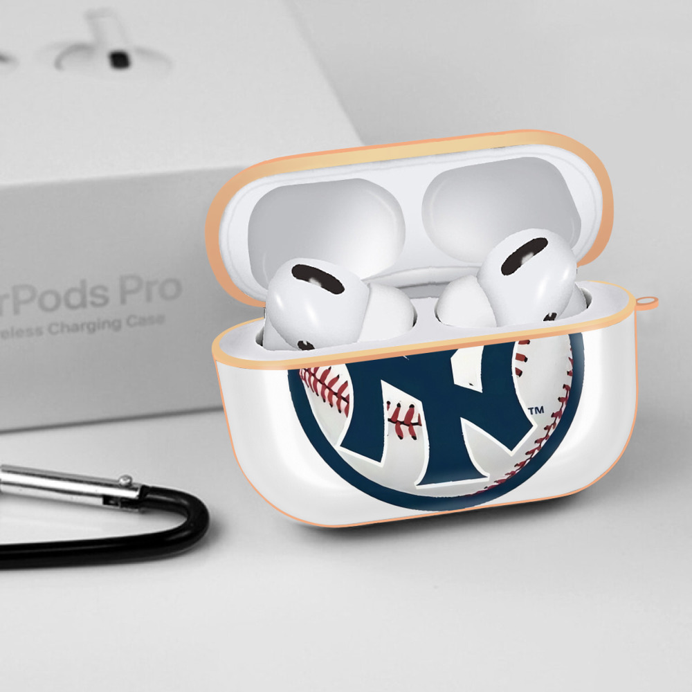 New York Yankees Baseball AirPods Pro Protective Case Rose Gold, Flexible PC Material, Precise Fit, Anti-Slip Cover, Full Protection, Fingerprint Resistant, Washable With Keychain
