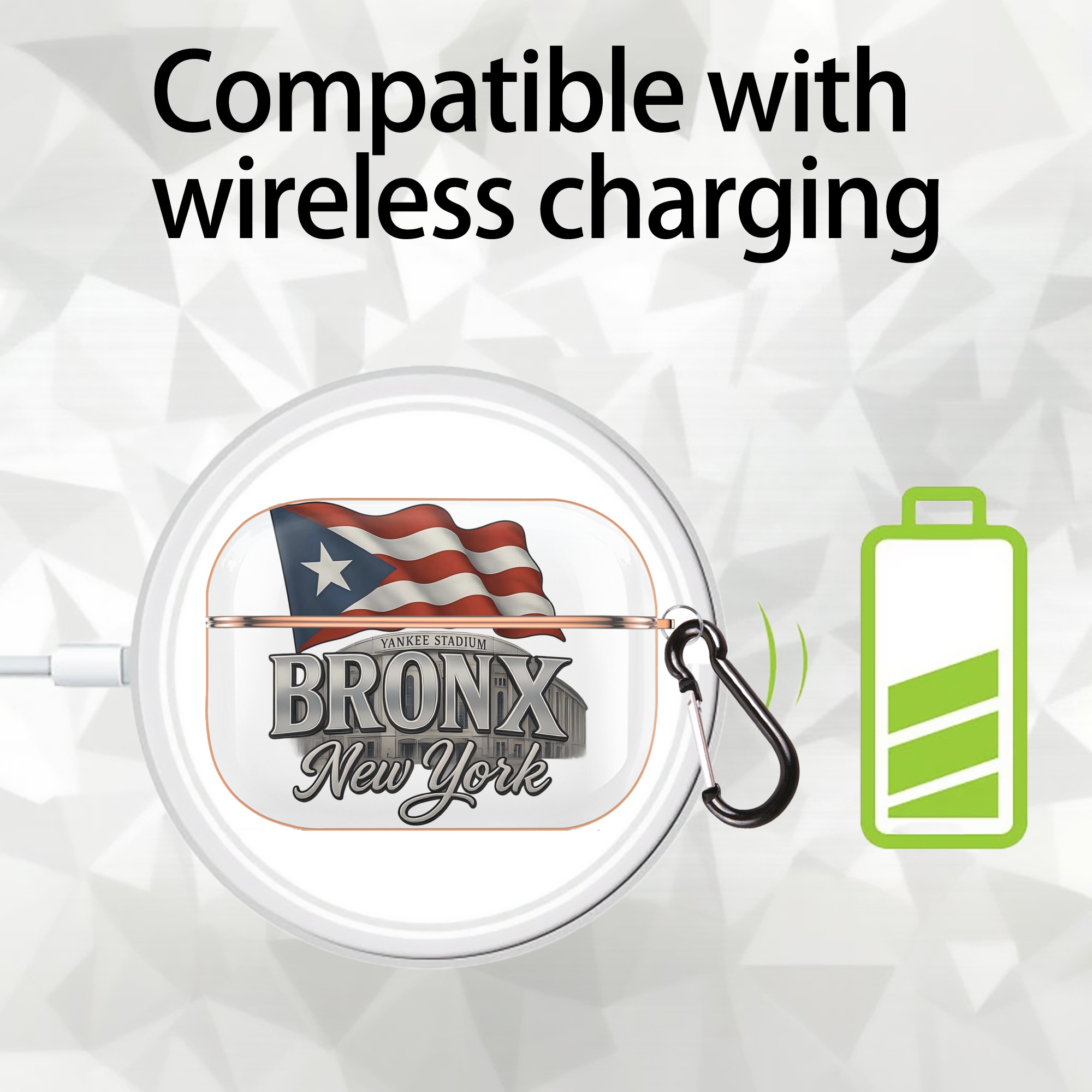 New York Yankees BRONX Yankees Stadium AirPods Pro Protective Case Rose Gold, Flexible PC Material, Precise Fit, Anti-Slip Cover, Full Protection, Fingerprint Resistant, Washable With Keychain