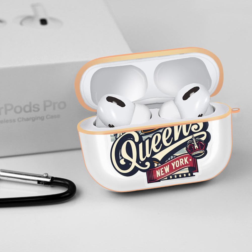 New York Yankees New York Queens AirPods Pro Protective Case Rose Gold, Flexible PC Material, Precise Fit, Anti-Slip Cover, Full Protection, Fingerprint Resistant, Washable With Keychain