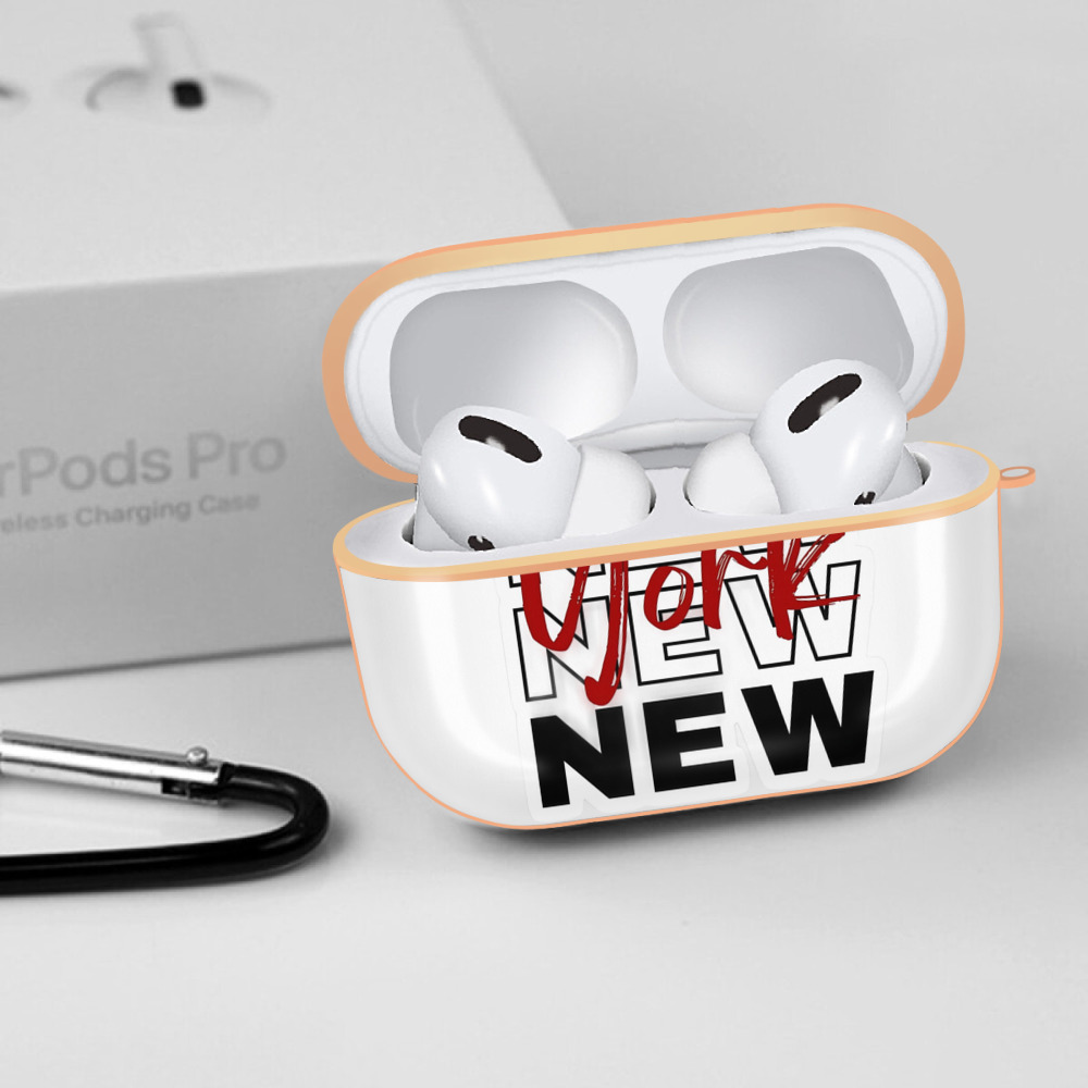 New York Yankees New York Logo AirPods Pro Protective Case Rose Gold, Flexible PC Material, Precise Fit, Anti-Slip Cover, Full Protection, Fingerprint Resistant, Washable With Keychain