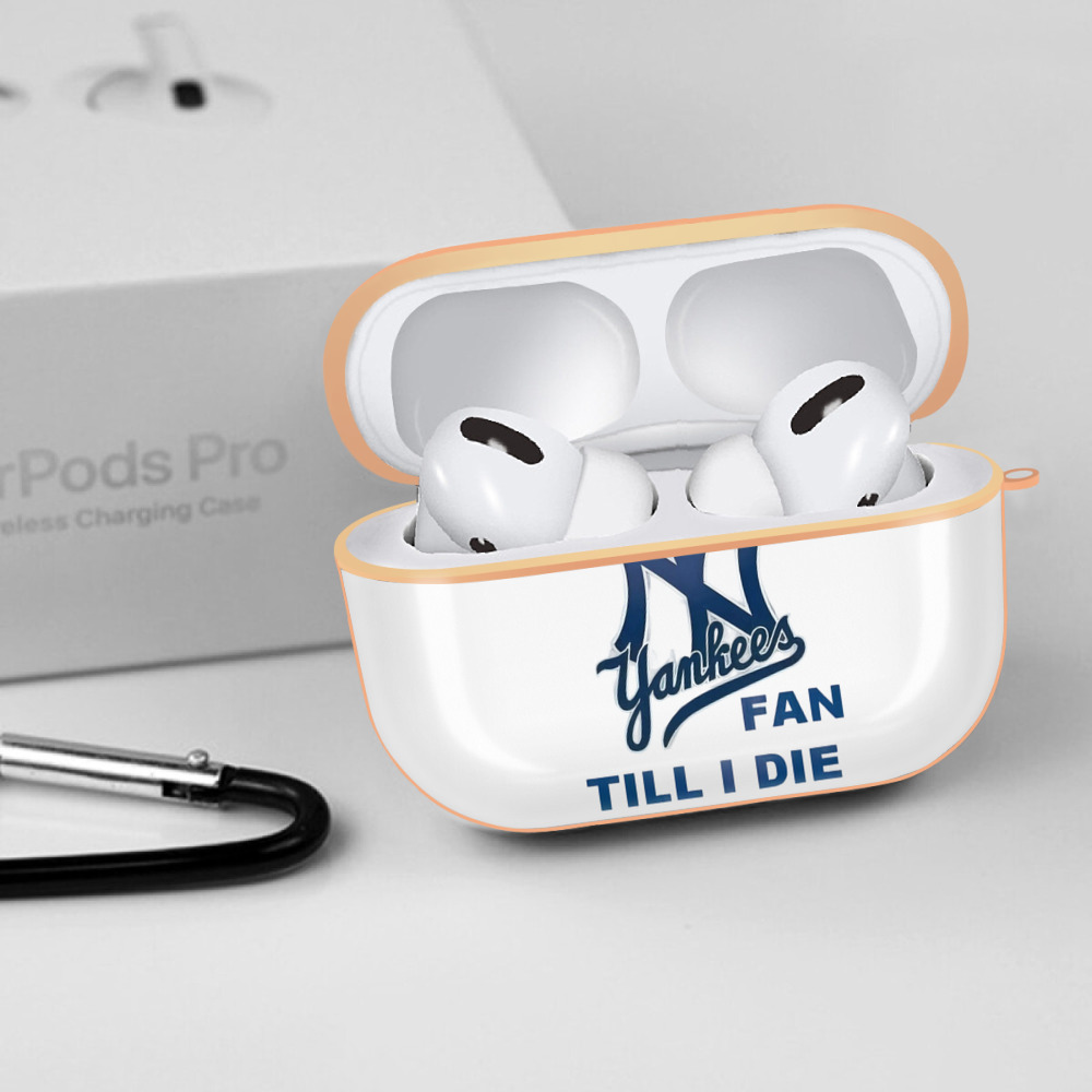 New York Yankees Win,Lose or Tie IMA Fan Till I Die AirPods Pro Protective Case Rose Gold, Flexible PC Material, Precise Fit, Anti-Slip Cover, Full Protection, Fingerprint Resistant, Washable With Keychain