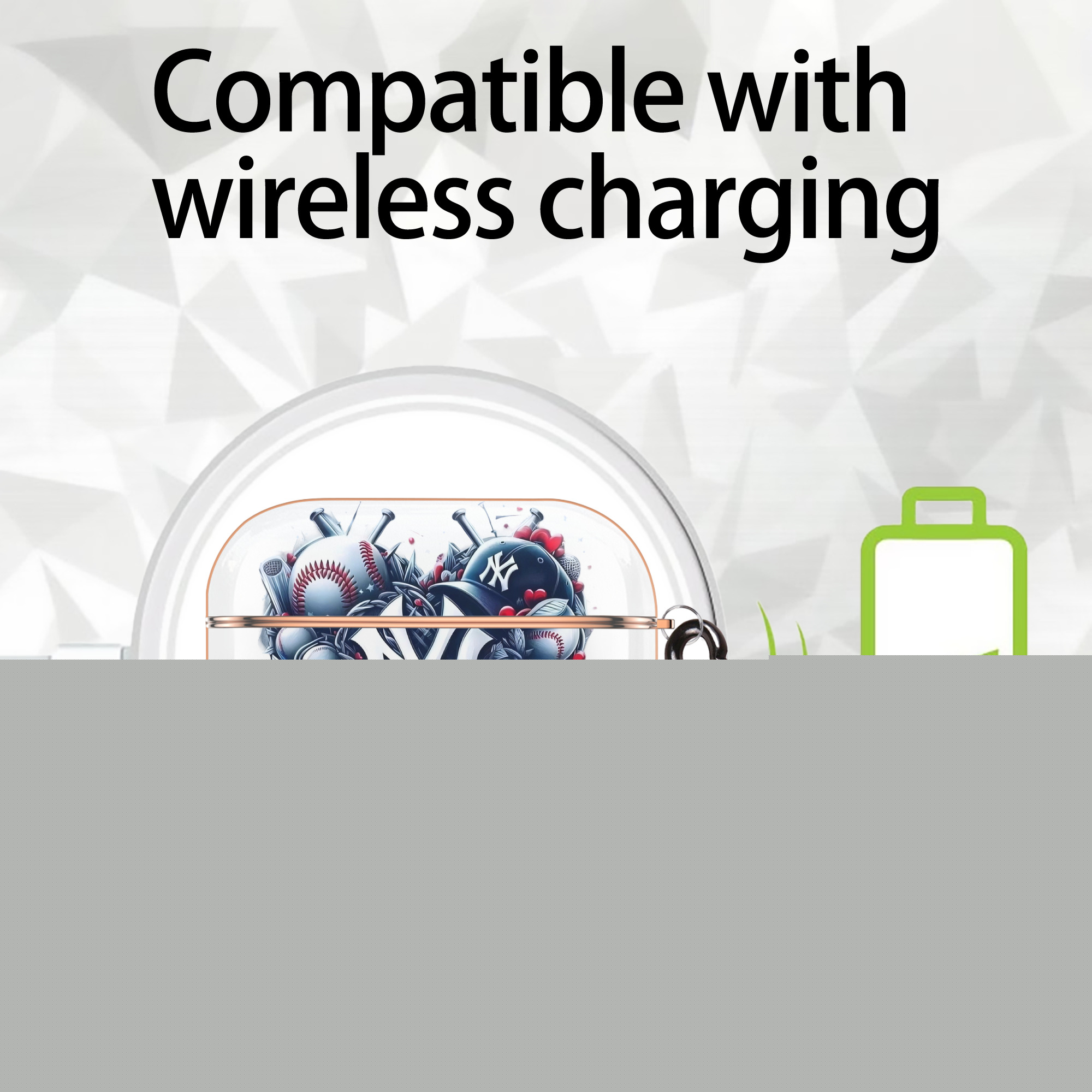 New York Yankees Heart AirPods Pro Protective Case Rose Gold, Flexible PC Material, Precise Fit, Anti-Slip Cover, Full Protection, Fingerprint Resistant, Washable With Keychain