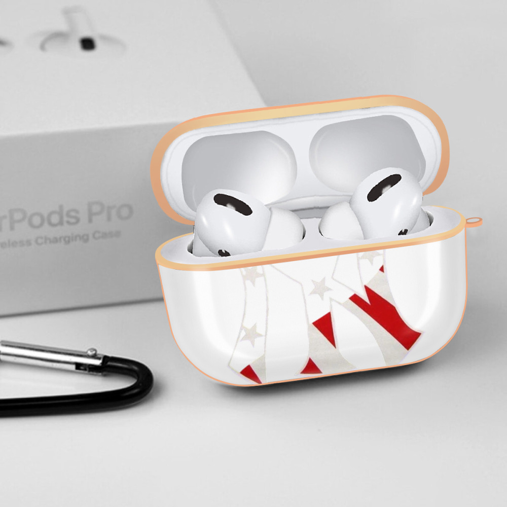 New York Yankees Logo USA AirPods Pro Protective Case Rose Gold, Flexible PC Material, Precise Fit, Anti-Slip Cover, Full Protection, Fingerprint Resistant, Washable With Keychain