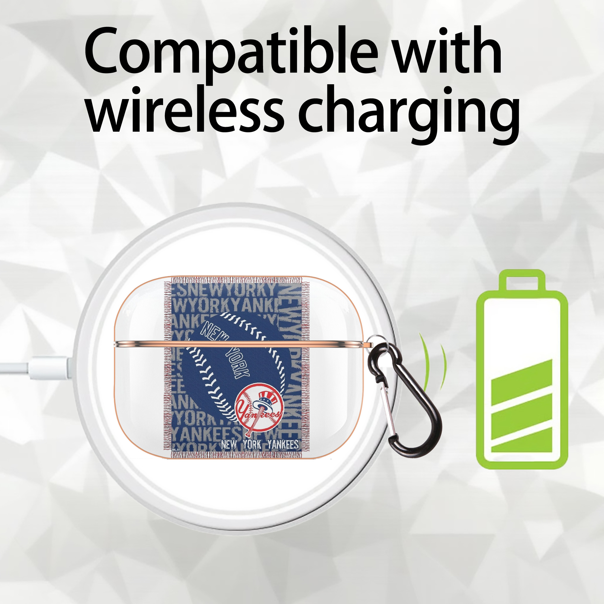 New York Yankees 65 AirPods Pro Protective Case Rose Gold, Flexible PC Material, Precise Fit, Anti-Slip Cover, Full Protection, Fingerprint Resistant, Washable With Keychain