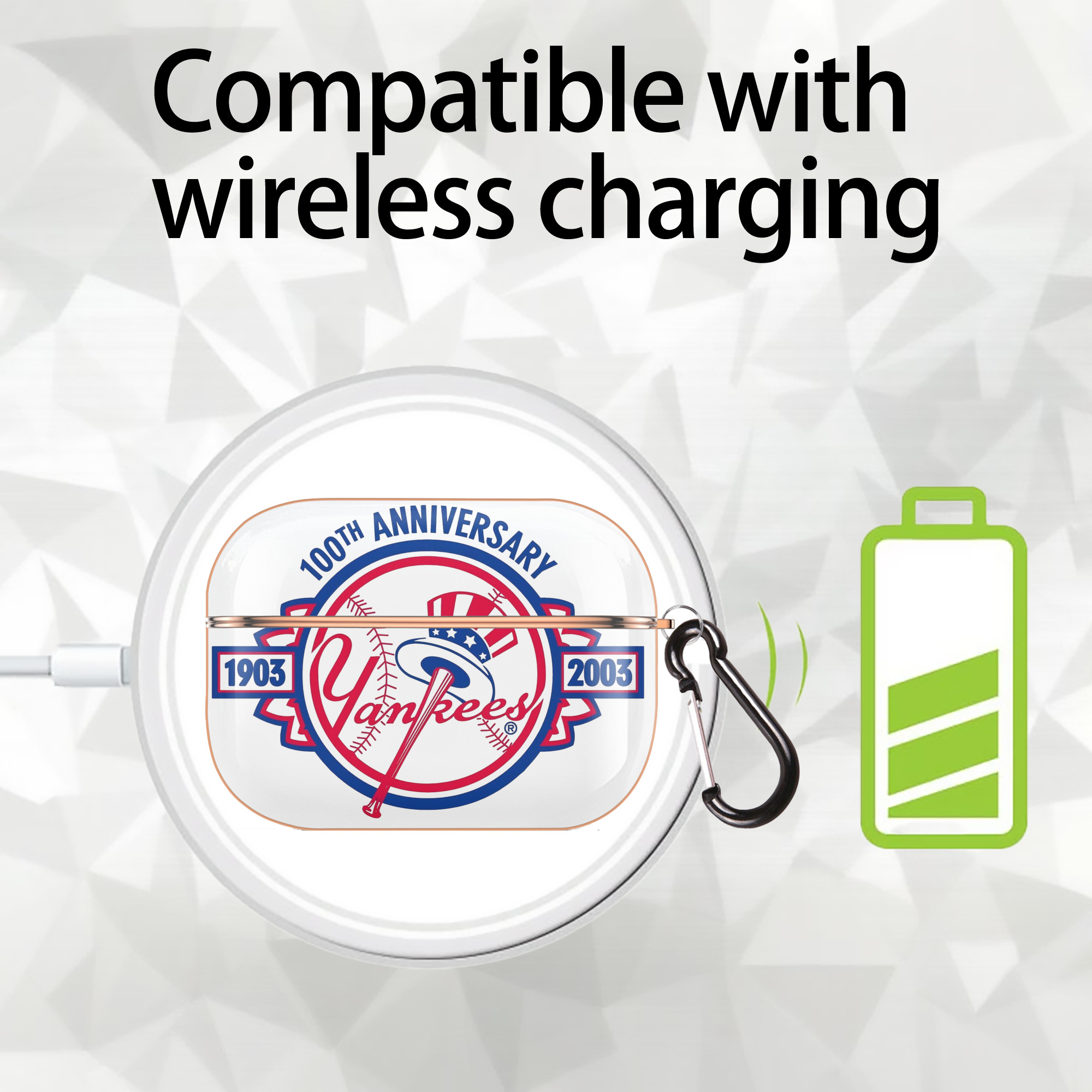 New York Yankees 100th Anniversary 1903-2003 AirPods Pro Protective Case Rose Gold, Flexible PC Material, Precise Fit, Anti-Slip Cover, Full Protection, Fingerprint Resistant, Washable With Keychain