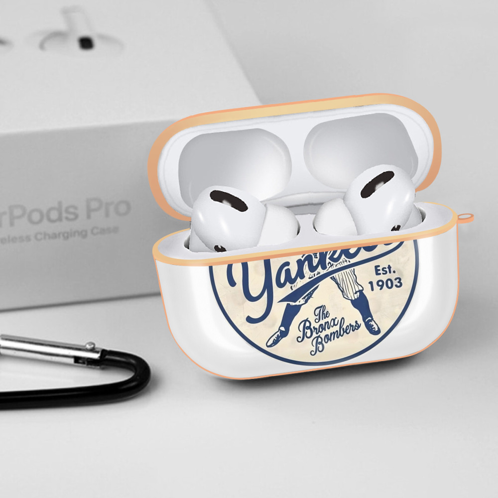 New York Yankees The Bronx Bombers Estd 1903 AirPods Pro Protective Case Rose Gold, Flexible PC Material, Precise Fit, Anti-Slip Cover, Full Protection, Fingerprint Resistant, Washable With Keychain