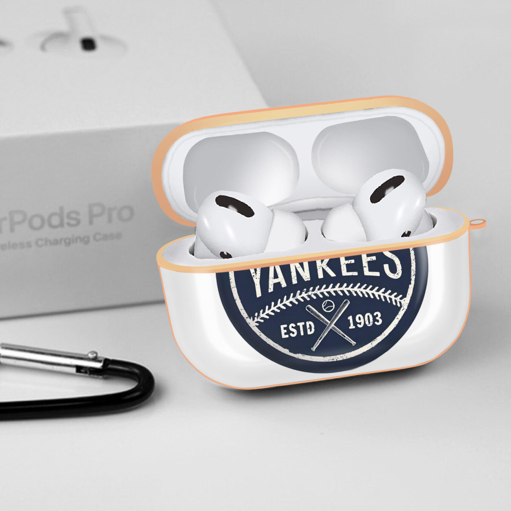 New York Yankees Estd 1903 AirPods Pro Protective Case Rose Gold, Flexible PC Material, Precise Fit, Anti-Slip Cover, Full Protection, Fingerprint Resistant, Washable With Keychain