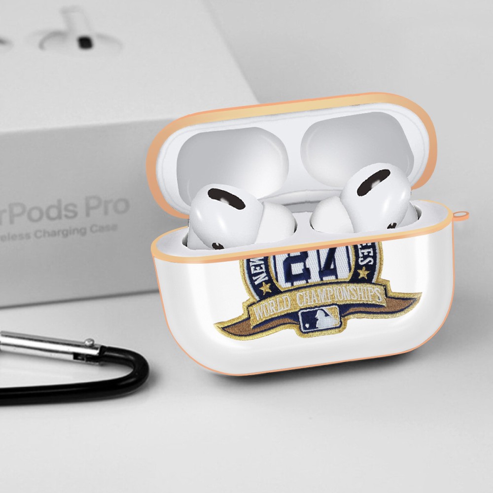 New York Yankees 271 AirPods Pro Protective Case Rose Gold, Flexible PC Material, Precise Fit, Anti-Slip Cover, Full Protection, Fingerprint Resistant, Washable With Keychain