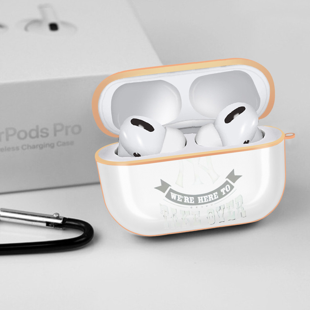 New York Yankees 276 AirPods Pro Protective Case Rose Gold, Flexible PC Material, Precise Fit, Anti-Slip Cover, Full Protection, Fingerprint Resistant, Washable With Keychain