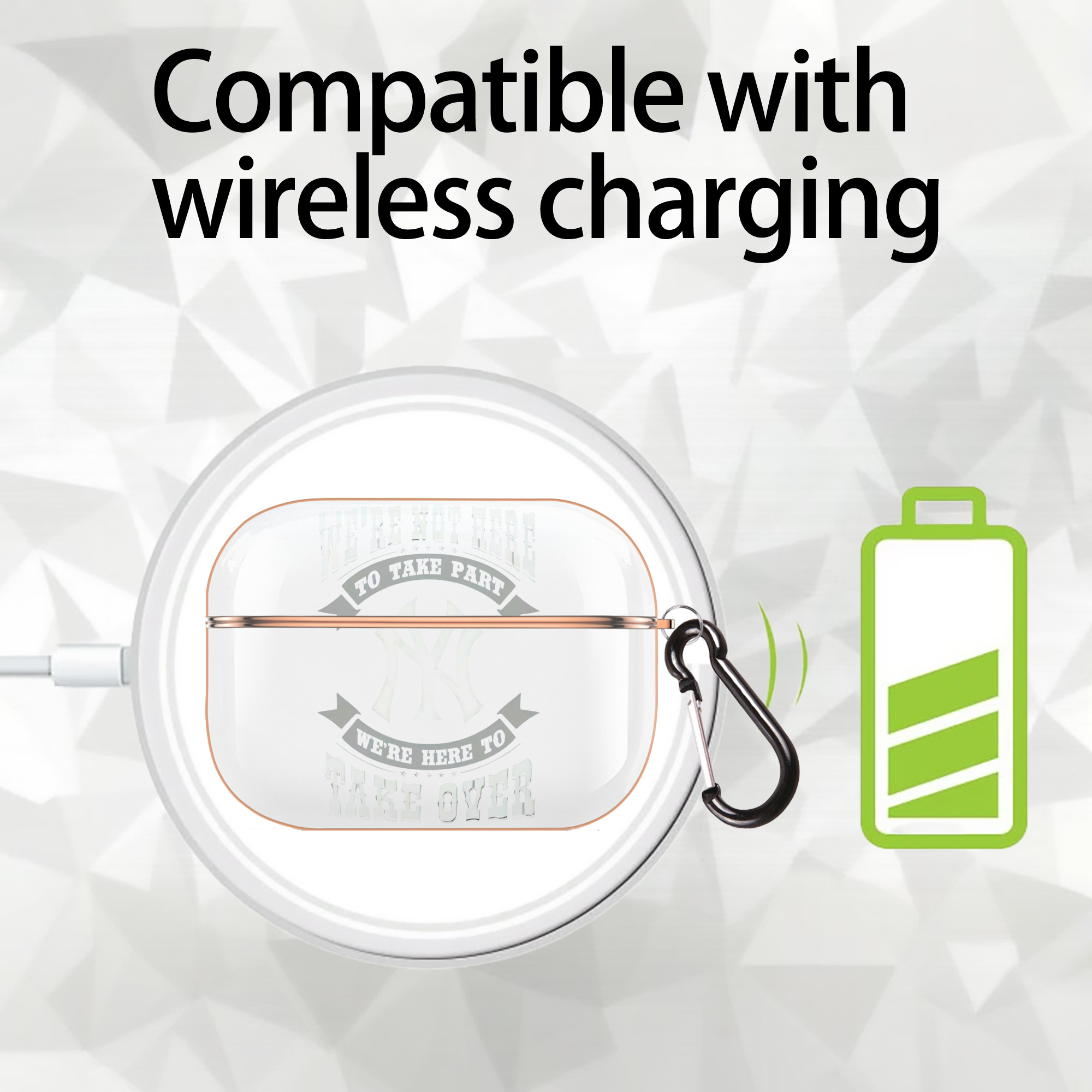 New York Yankees 276 AirPods Pro Protective Case Rose Gold, Flexible PC Material, Precise Fit, Anti-Slip Cover, Full Protection, Fingerprint Resistant, Washable With Keychain