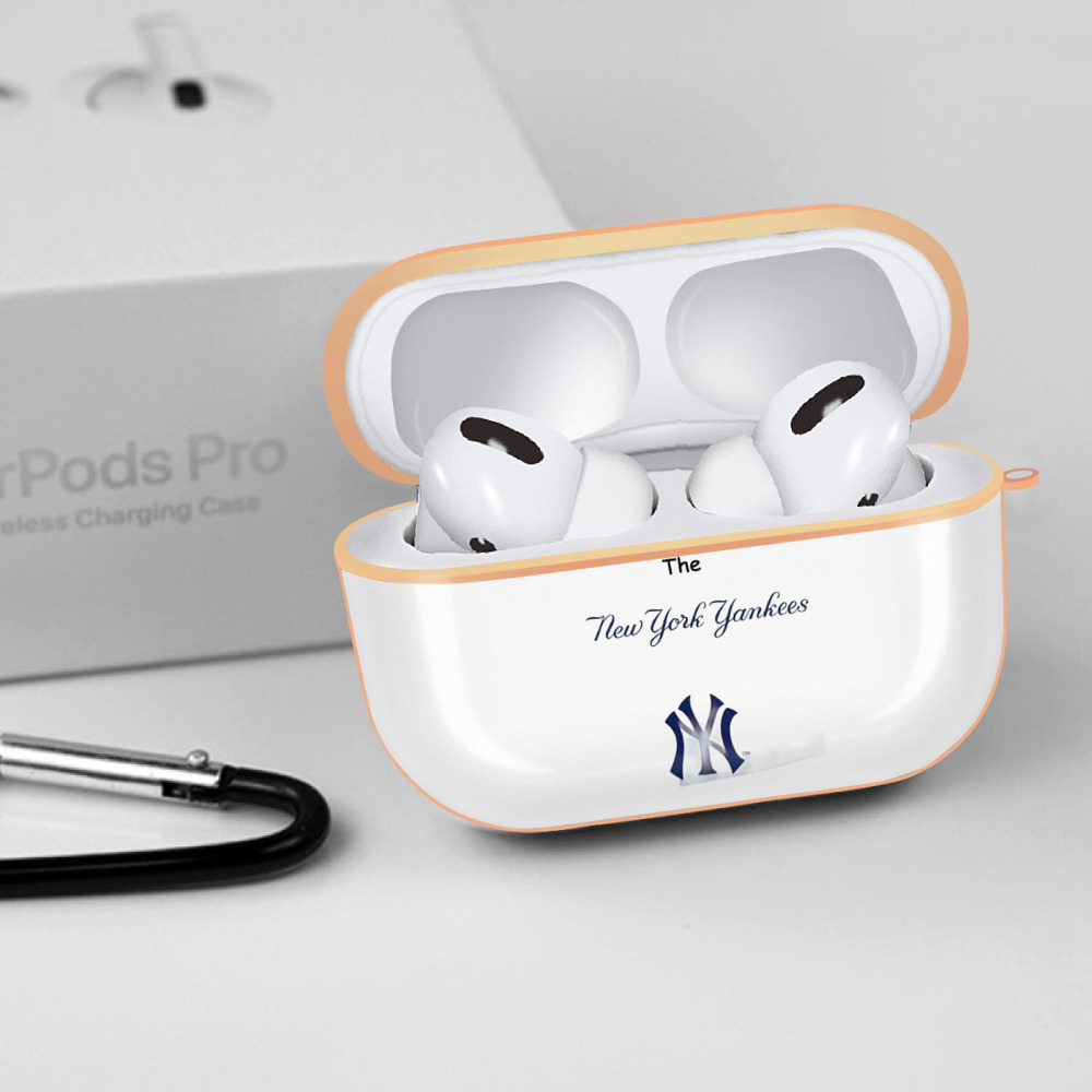 New York Yankees 281 AirPods Pro Protective Case Rose Gold, Flexible PC Material, Precise Fit, Anti-Slip Cover, Full Protection, Fingerprint Resistant, Washable With Keychain