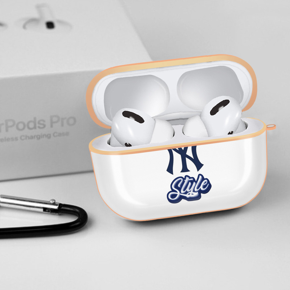 New York Yankees Empire Yankees Style AirPods Pro Protective Case Rose Gold, Flexible PC Material, Precise Fit, Anti-Slip Cover, Full Protection, Fingerprint Resistant, Washable With Keychain