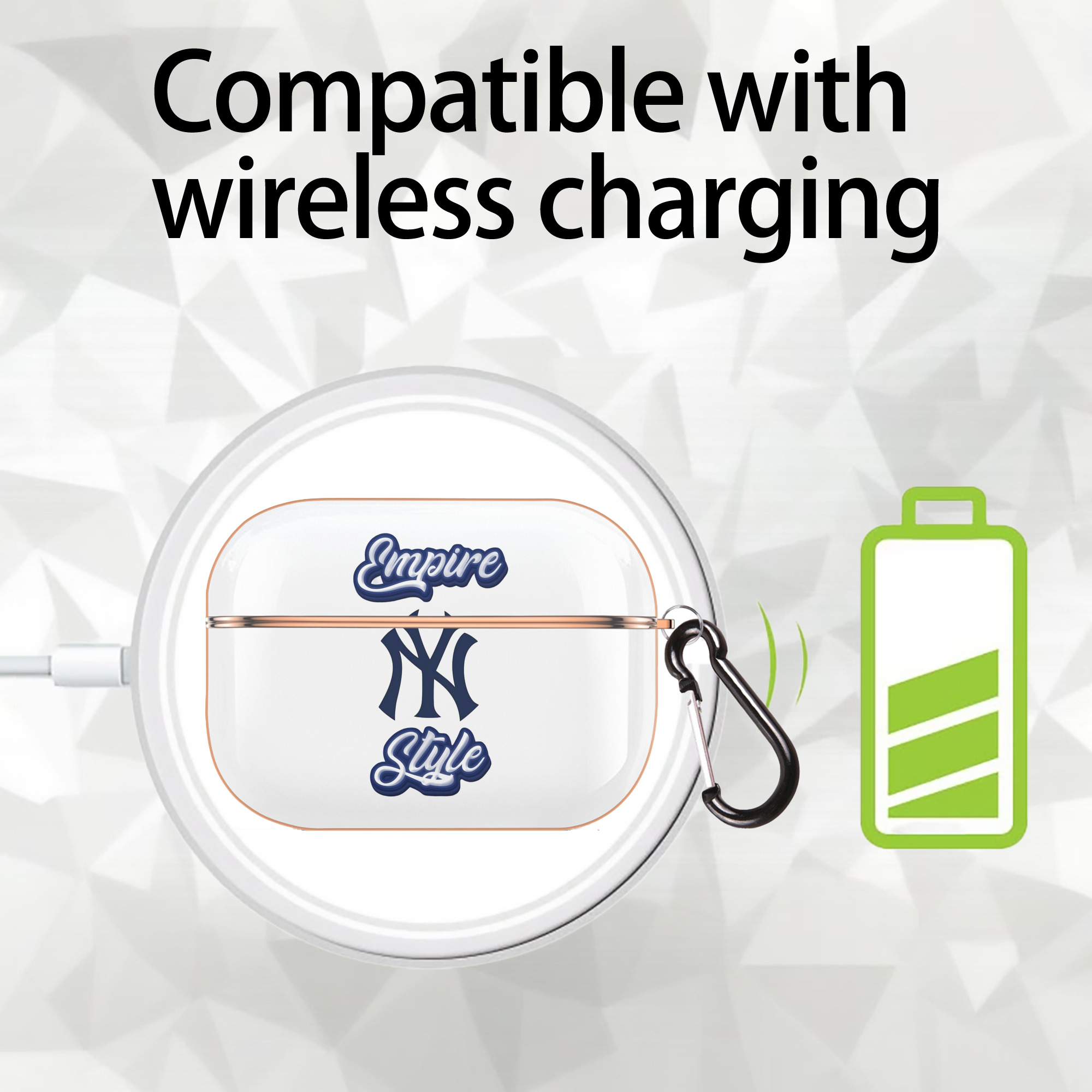 New York Yankees Empire Yankees Style AirPods Pro Protective Case Rose Gold, Flexible PC Material, Precise Fit, Anti-Slip Cover, Full Protection, Fingerprint Resistant, Washable With Keychain