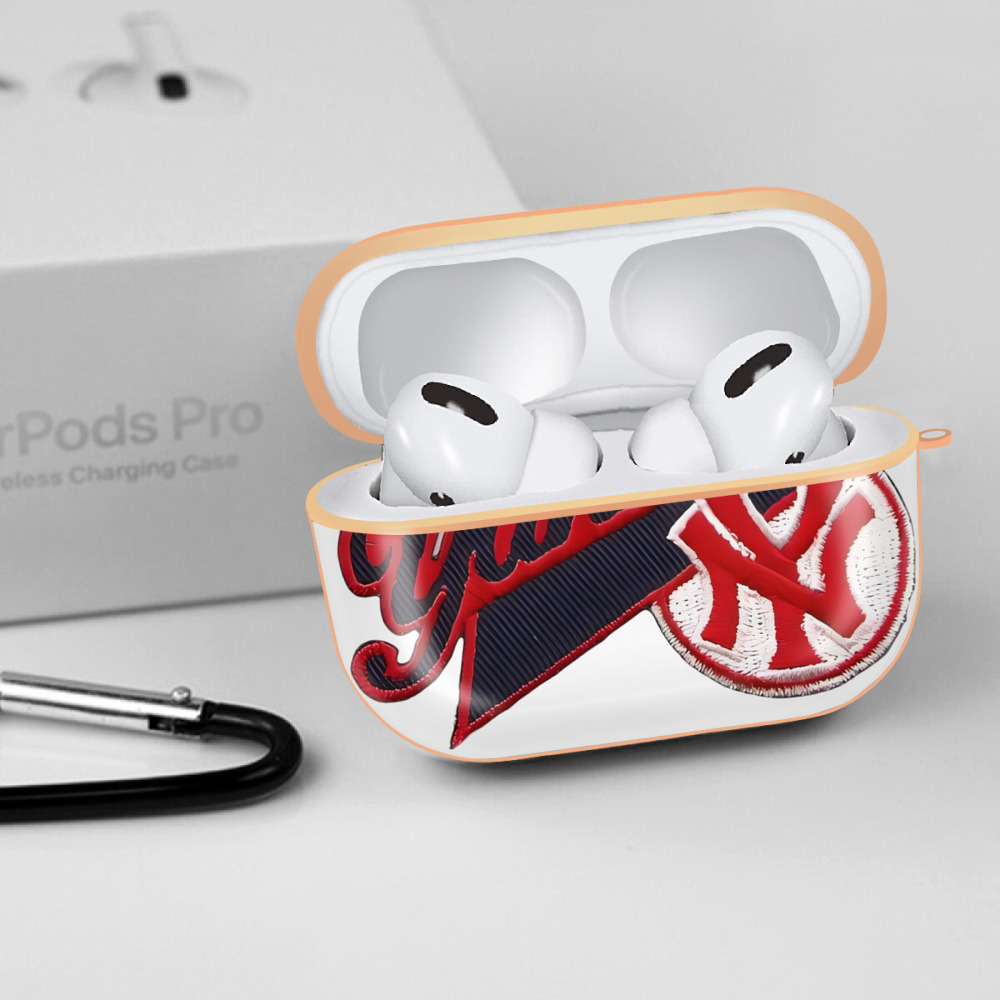 New York Yankees 77 AirPods Pro Protective Case Rose Gold, Flexible PC Material, Precise Fit, Anti-Slip Cover, Full Protection, Fingerprint Resistant, Washable With Keychain