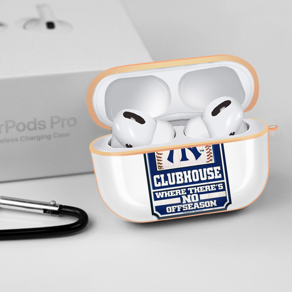New York Yankees Club House AirPods Pro Protective Case Rose Gold, Flexible PC Material, Precise Fit, Anti-Slip Cover, Full Protection, Fingerprint Resistant, Washable With Keychain