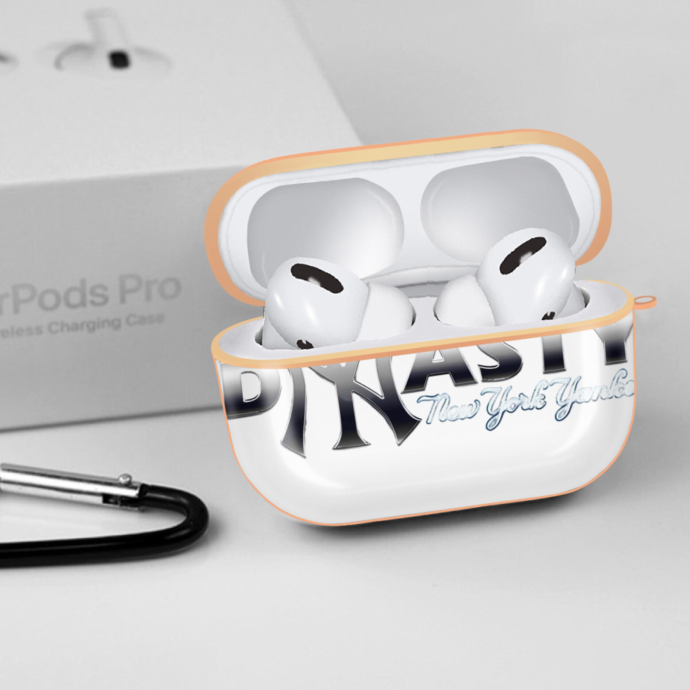 New York Yankees Dyasty AirPods Pro Protective Case Rose Gold, Flexible PC Material, Precise Fit, Anti-Slip Cover, Full Protection, Fingerprint Resistant, Washable With Keychain
