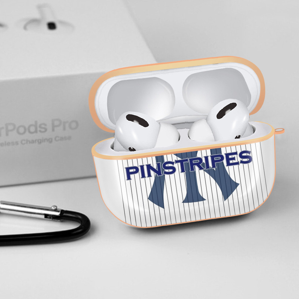 New York Yankees Pride of The Pinstripes AirPods Pro Protective Case Rose Gold, Flexible PC Material, Precise Fit, Anti-Slip Cover, Full Protection, Fingerprint Resistant, Washable With Keychain
