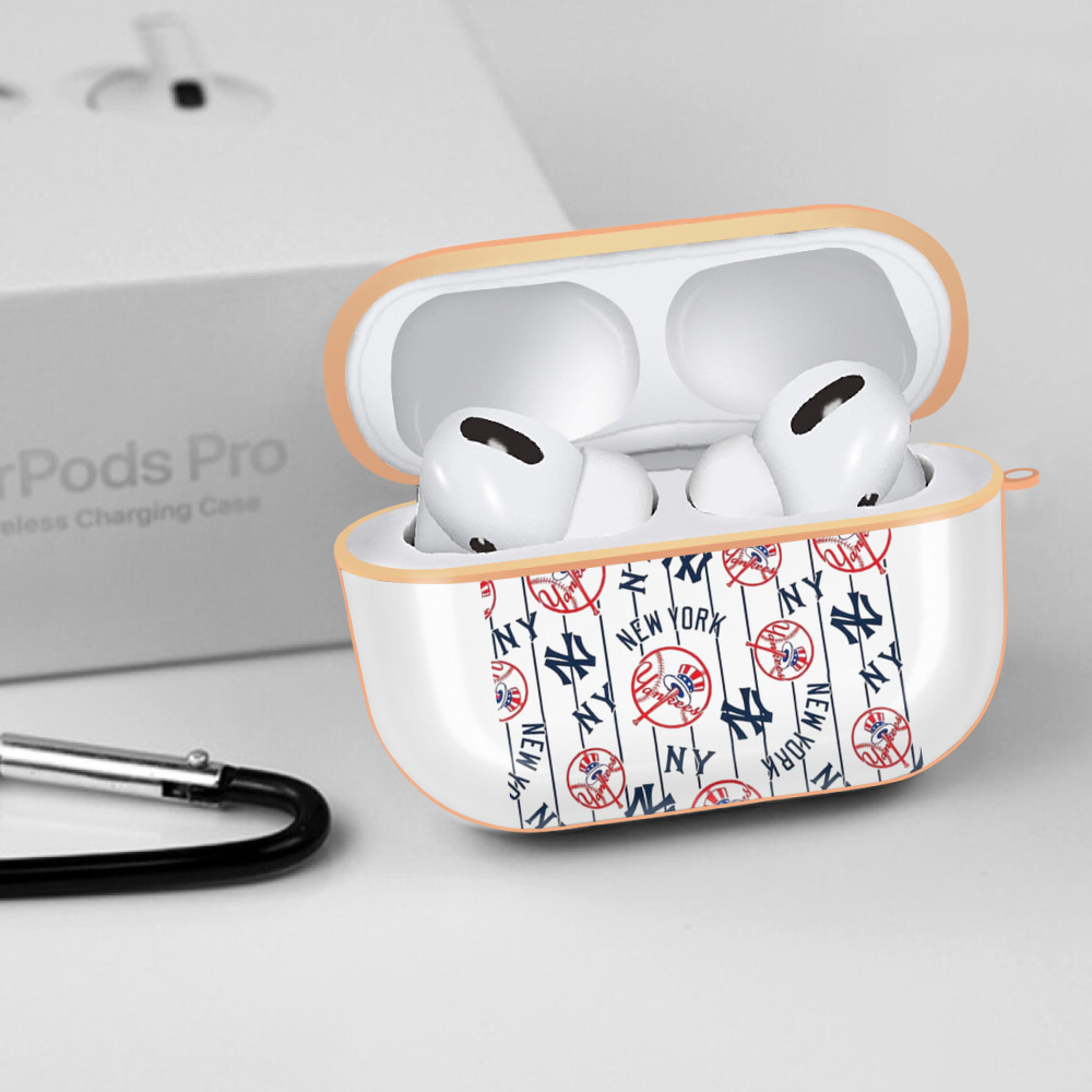 New York Yankees 78 AirPods Pro Protective Case Rose Gold, Flexible PC Material, Precise Fit, Anti-Slip Cover, Full Protection, Fingerprint Resistant, Washable With Keychain