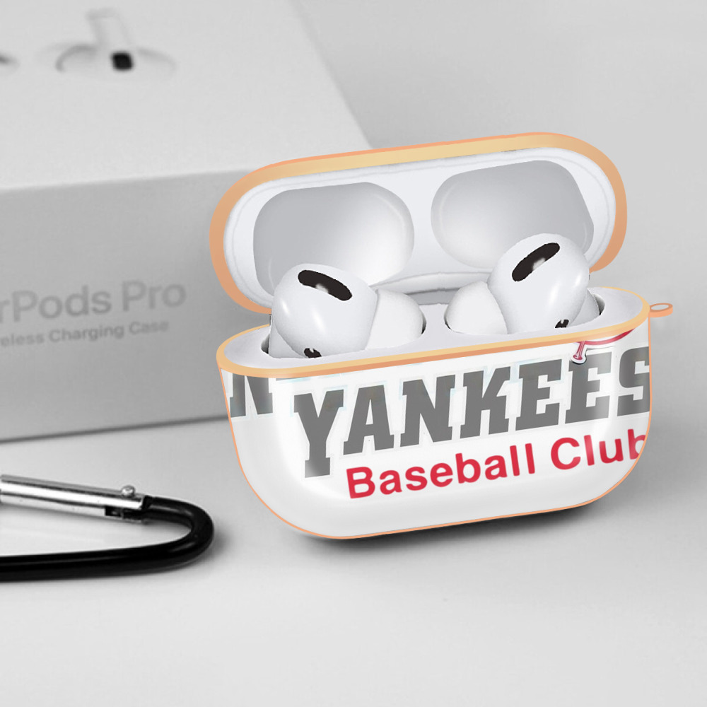 New York Yankees Baseball Club AirPods Pro Protective Case Rose Gold, Flexible PC Material, Precise Fit, Anti-Slip Cover, Full Protection, Fingerprint Resistant, Washable With Keychain