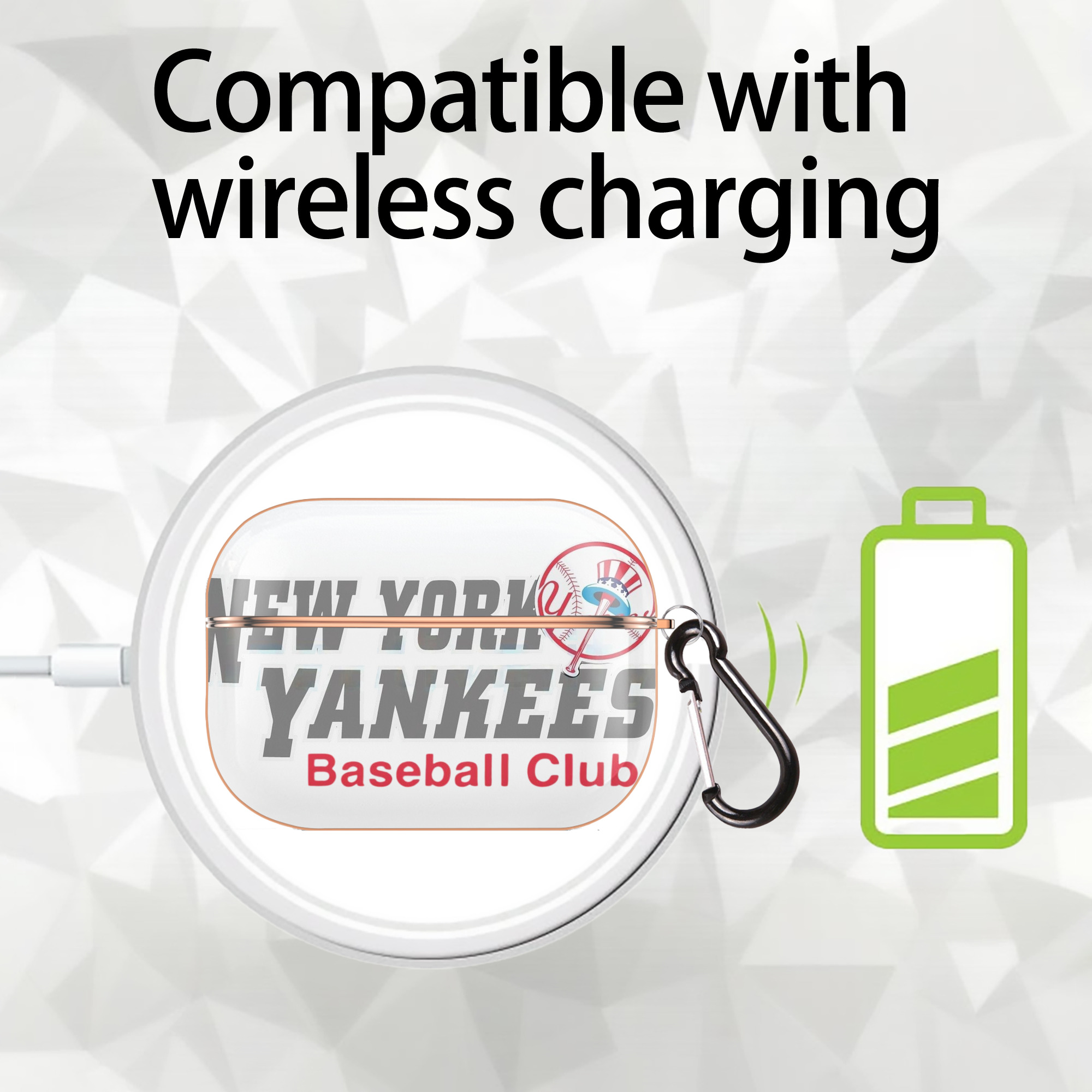 New York Yankees Baseball Club AirPods Pro Protective Case Rose Gold, Flexible PC Material, Precise Fit, Anti-Slip Cover, Full Protection, Fingerprint Resistant, Washable With Keychain