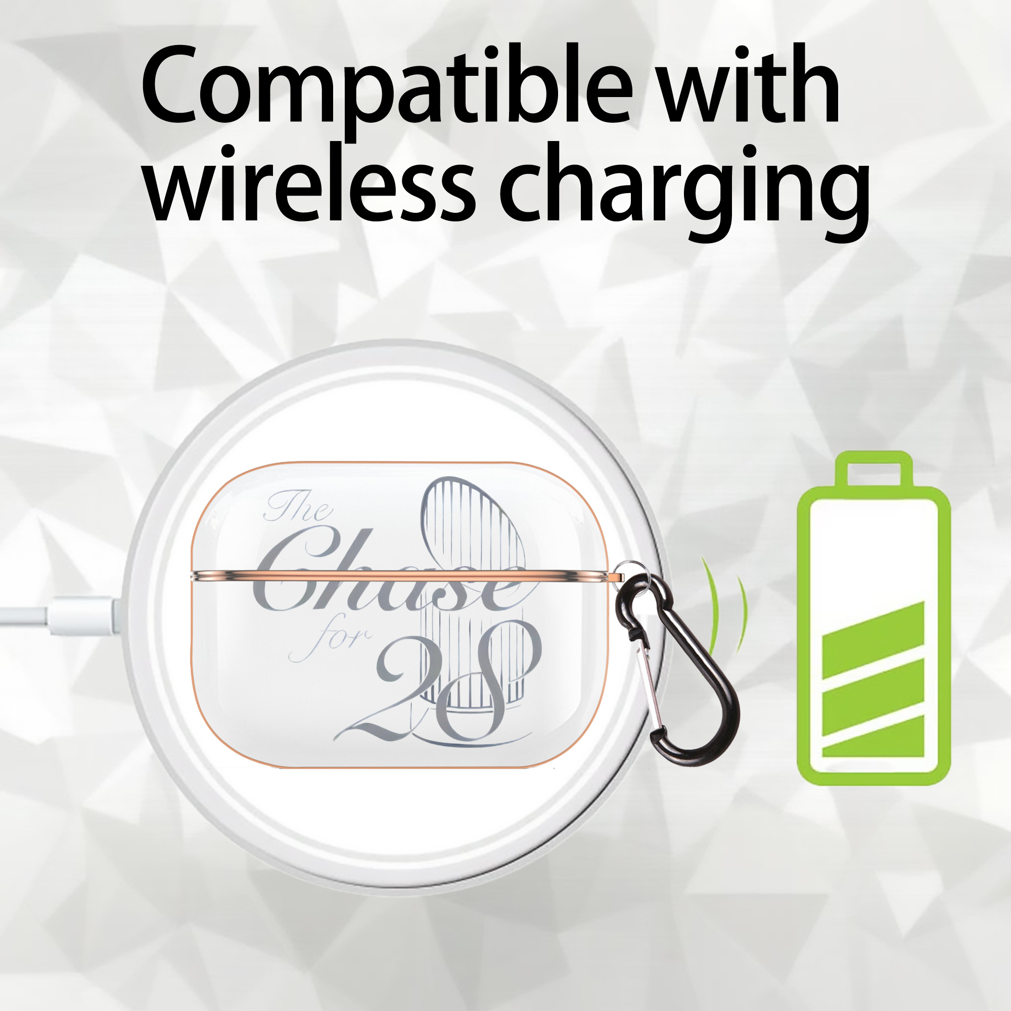 New York Yankees The Chase for 28 AirPods Pro Protective Case Rose Gold, Flexible PC Material, Precise Fit, Anti-Slip Cover, Full Protection, Fingerprint Resistant, Washable With Keychain