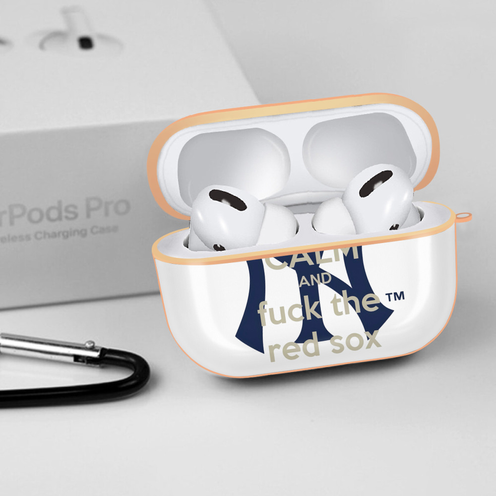 New York Yankees Keep Calm and Fuck The Red Sox AirPods Pro Protective Case Rose Gold, Flexible PC Material, Precise Fit, Anti-Slip Cover, Full Protection, Fingerprint Resistant, Washable With Keychain