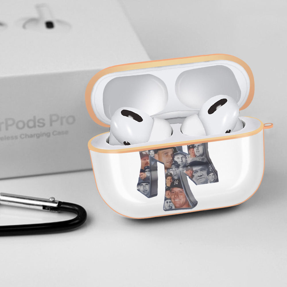 New York Yankees 279 AirPods Pro Protective Case Rose Gold, Flexible PC Material, Precise Fit, Anti-Slip Cover, Full Protection, Fingerprint Resistant, Washable With Keychain