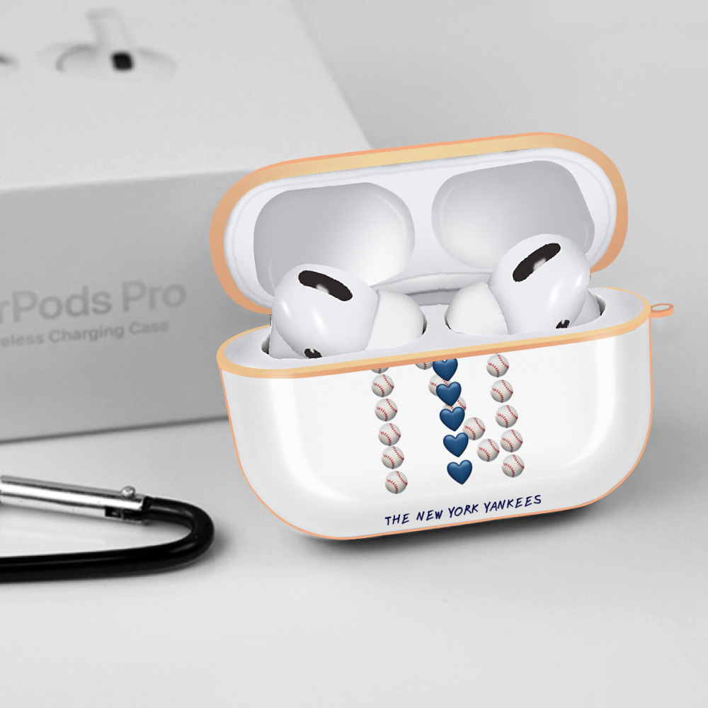 New York Yankees All Rise Love Baseball AirPods Pro Protective Case Rose Gold, Flexible PC Material, Precise Fit, Anti-Slip Cover, Full Protection, Fingerprint Resistant, Washable With Keychain