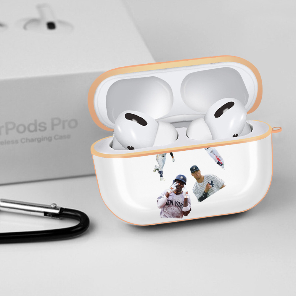 New York Yankees 284 AirPods Pro Protective Case Rose Gold, Flexible PC Material, Precise Fit, Anti-Slip Cover, Full Protection, Fingerprint Resistant, Washable With Keychain