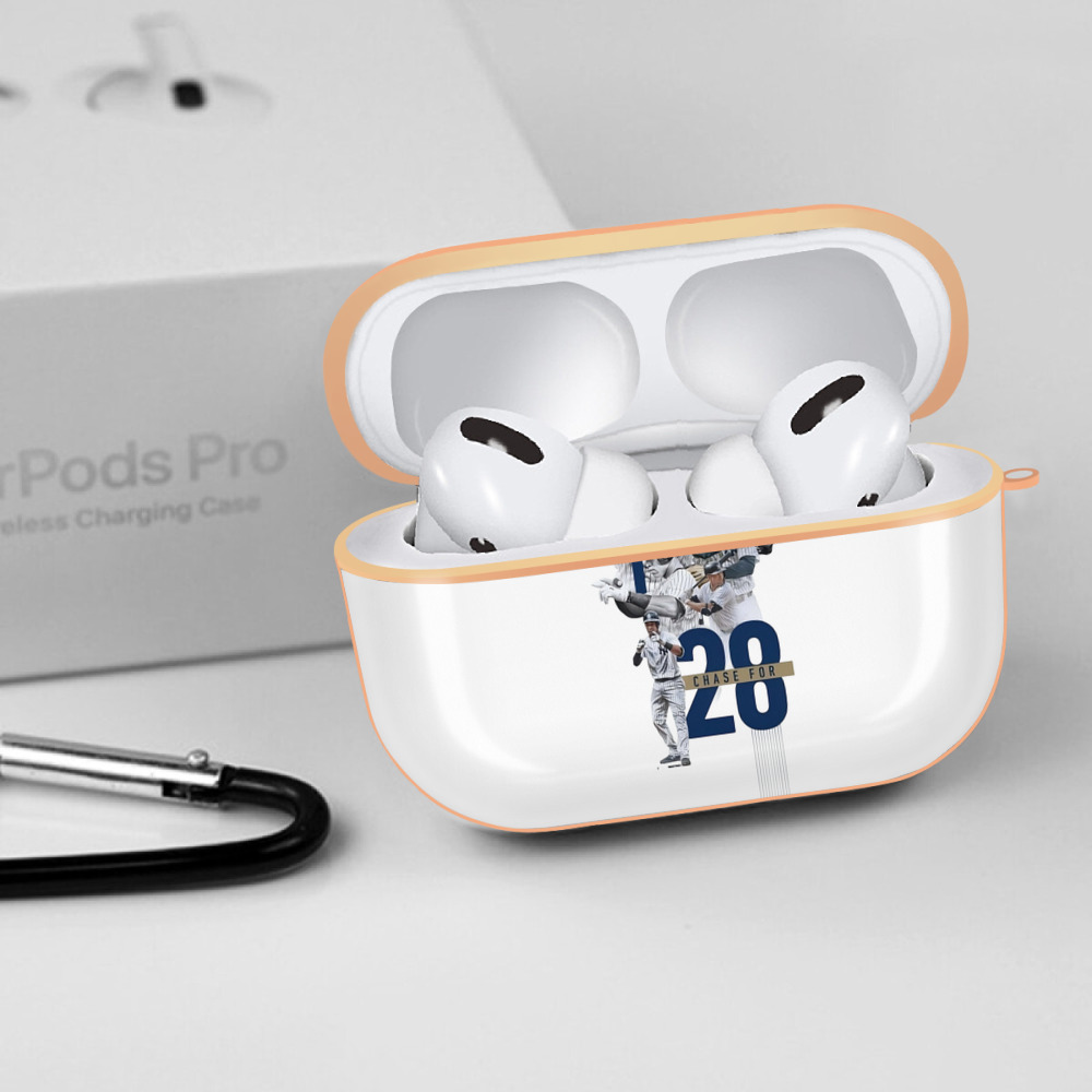 New York Yankees Chase For 28 AirPods Pro Protective Case Rose Gold, Flexible PC Material, Precise Fit, Anti-Slip Cover, Full Protection, Fingerprint Resistant, Washable With Keychain