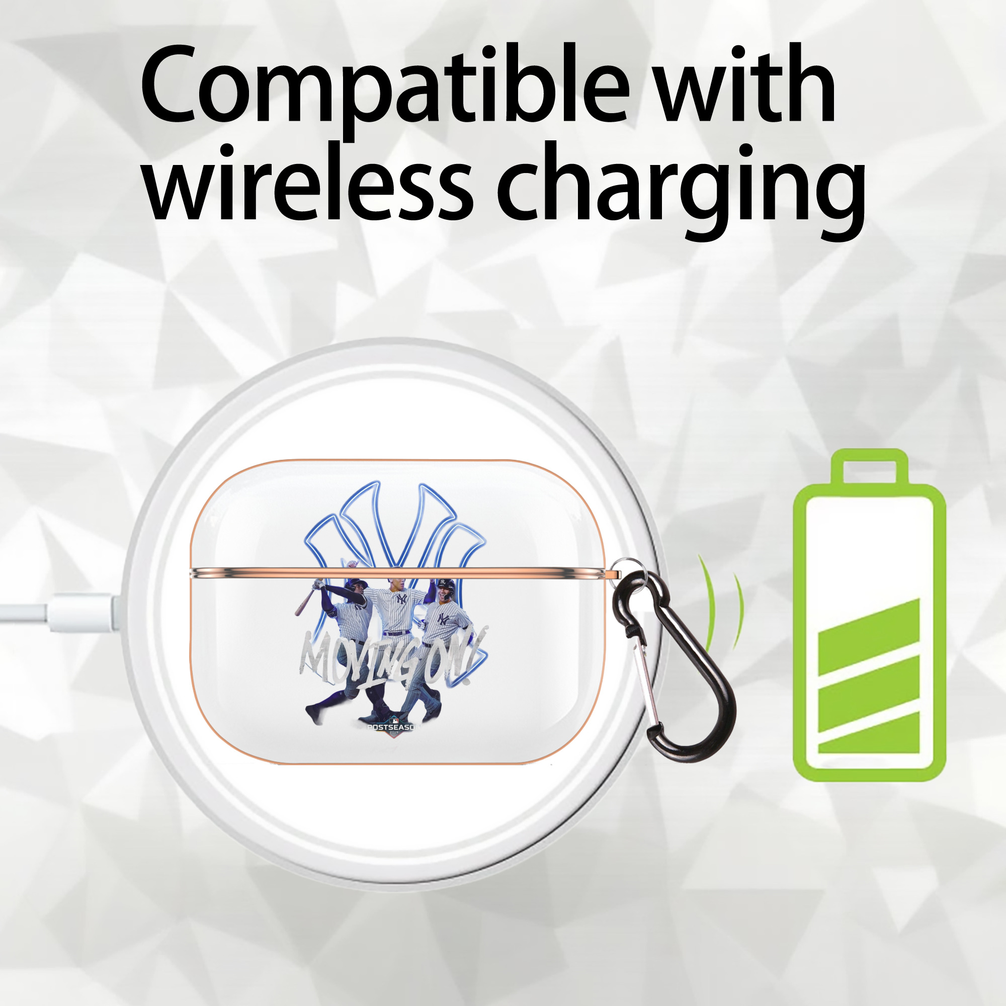 New York Yankees 280 AirPods Pro Protective Case Rose Gold, Flexible PC Material, Precise Fit, Anti-Slip Cover, Full Protection, Fingerprint Resistant, Washable With Keychain