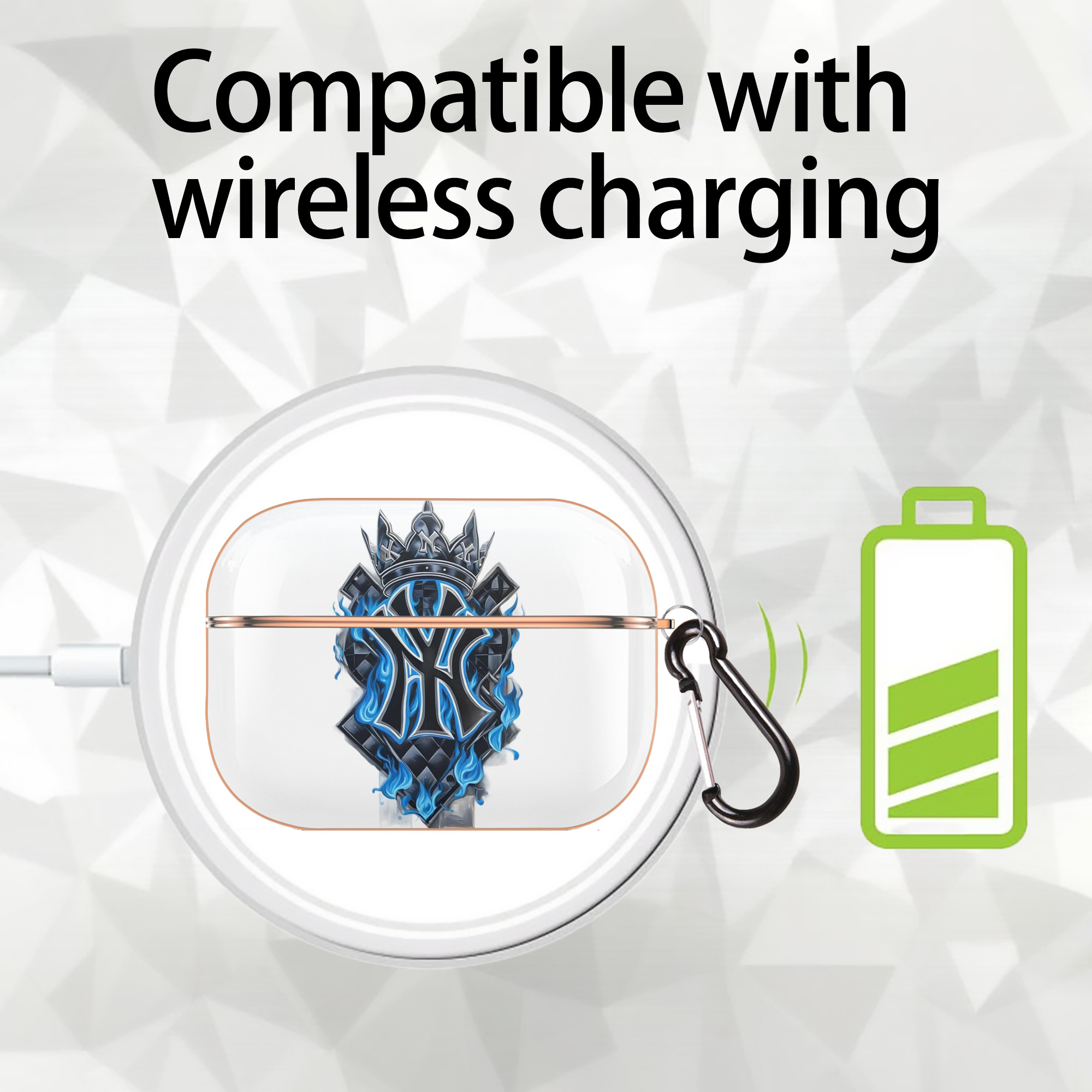 New York Yankees 285 AirPods Pro Protective Case Rose Gold, Flexible PC Material, Precise Fit, Anti-Slip Cover, Full Protection, Fingerprint Resistant, Washable With Keychain