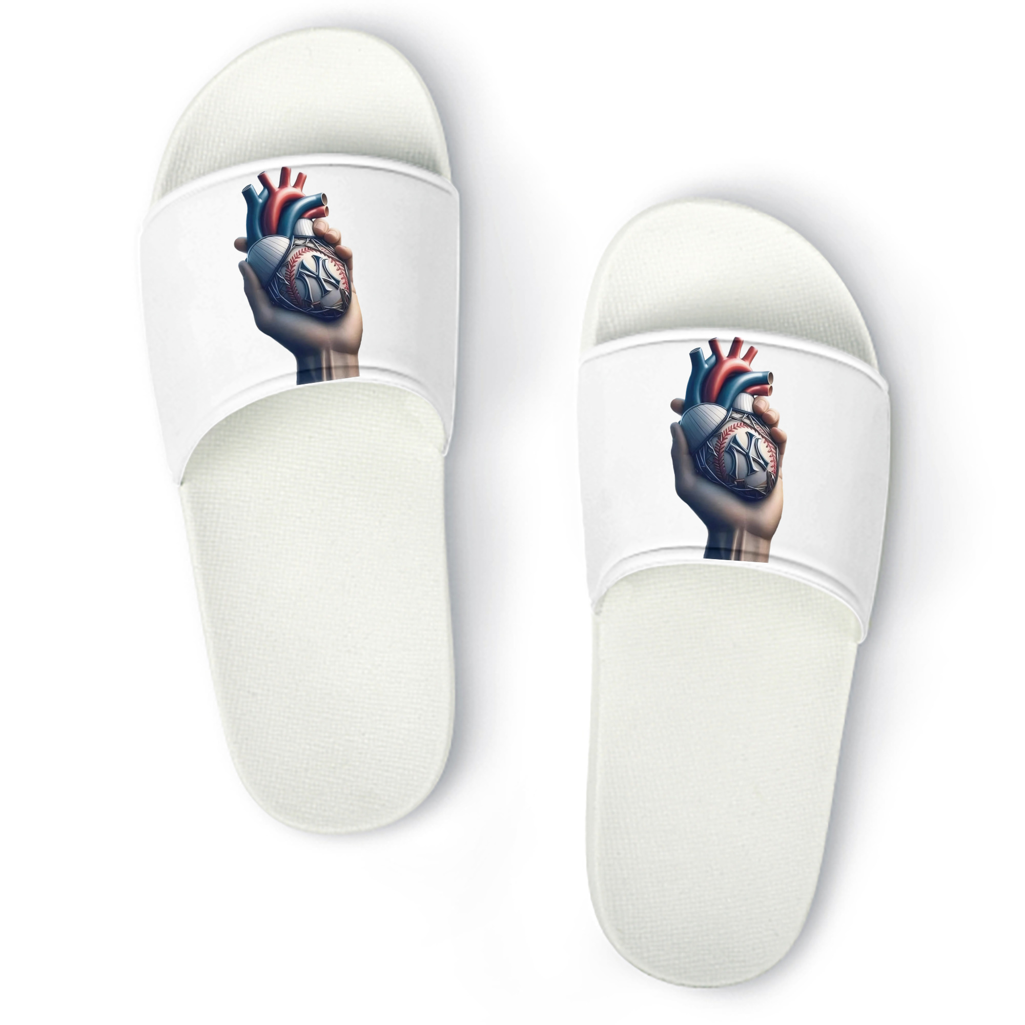 New York Yankees Heart PVC Home Slippers For Men & Women – Durable, Comfortable, Waterproof, Non-Slip, Stylish Casual Indoor & Outdoor Sandals
