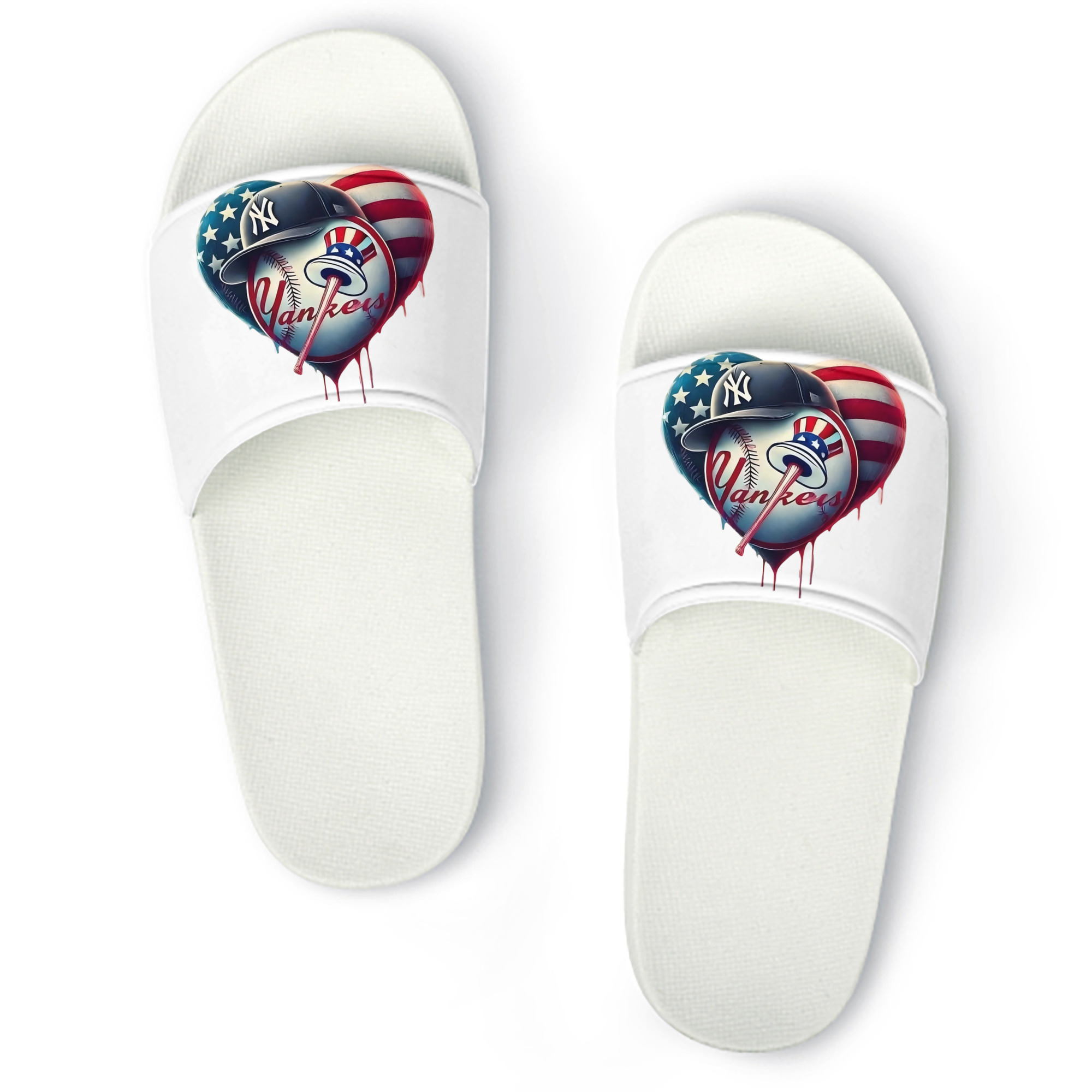 New York Yankees Heart PVC Home Slippers For Men & Women – Durable, Comfortable, Waterproof, Non-Slip, Stylish Casual Indoor & Outdoor Sandals