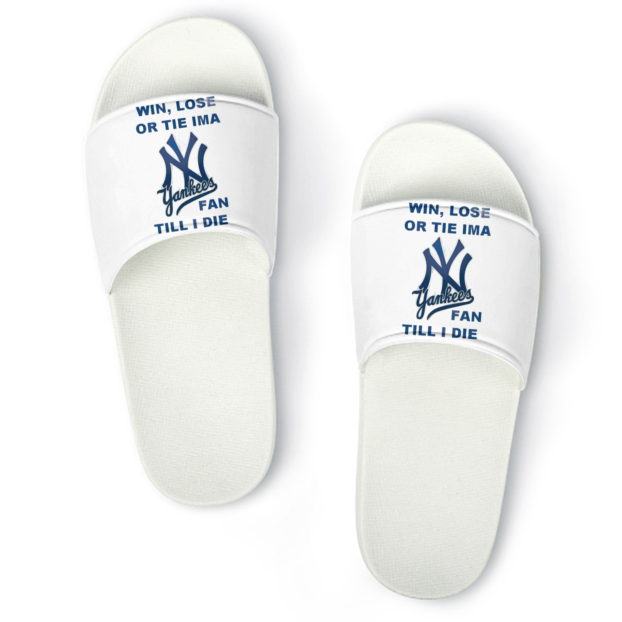 New York Yankees Win,Lose or Tie IMA Fan Till I Die PVC Home Slippers For Men & Women – Durable, Comfortable, Waterproof, Non-Slip, Stylish Casual Indoor & Outdoor Sandals