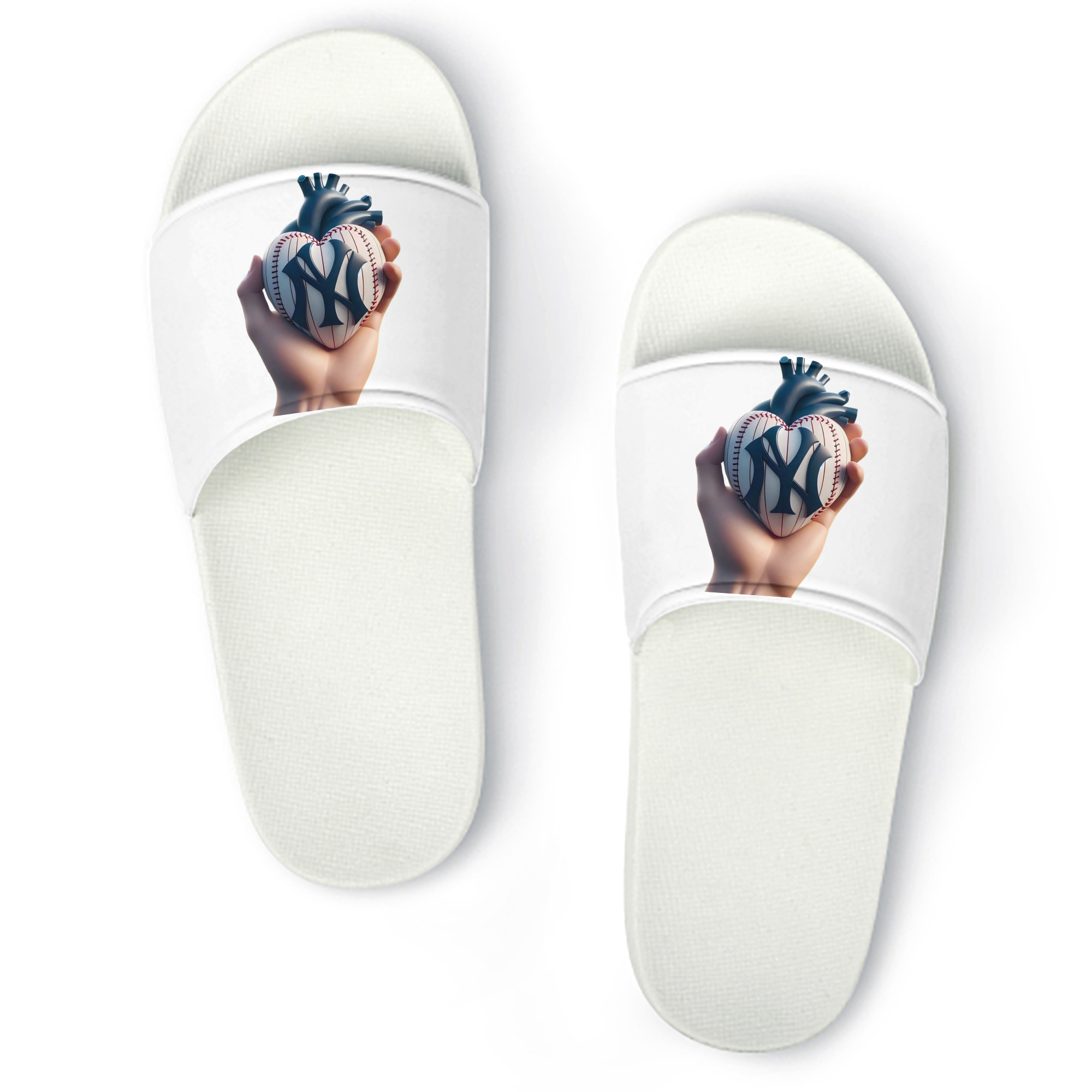 New York Yankees Heart PVC Home Slippers For Men & Women – Durable, Comfortable, Waterproof, Non-Slip, Stylish Casual Indoor & Outdoor Sandals