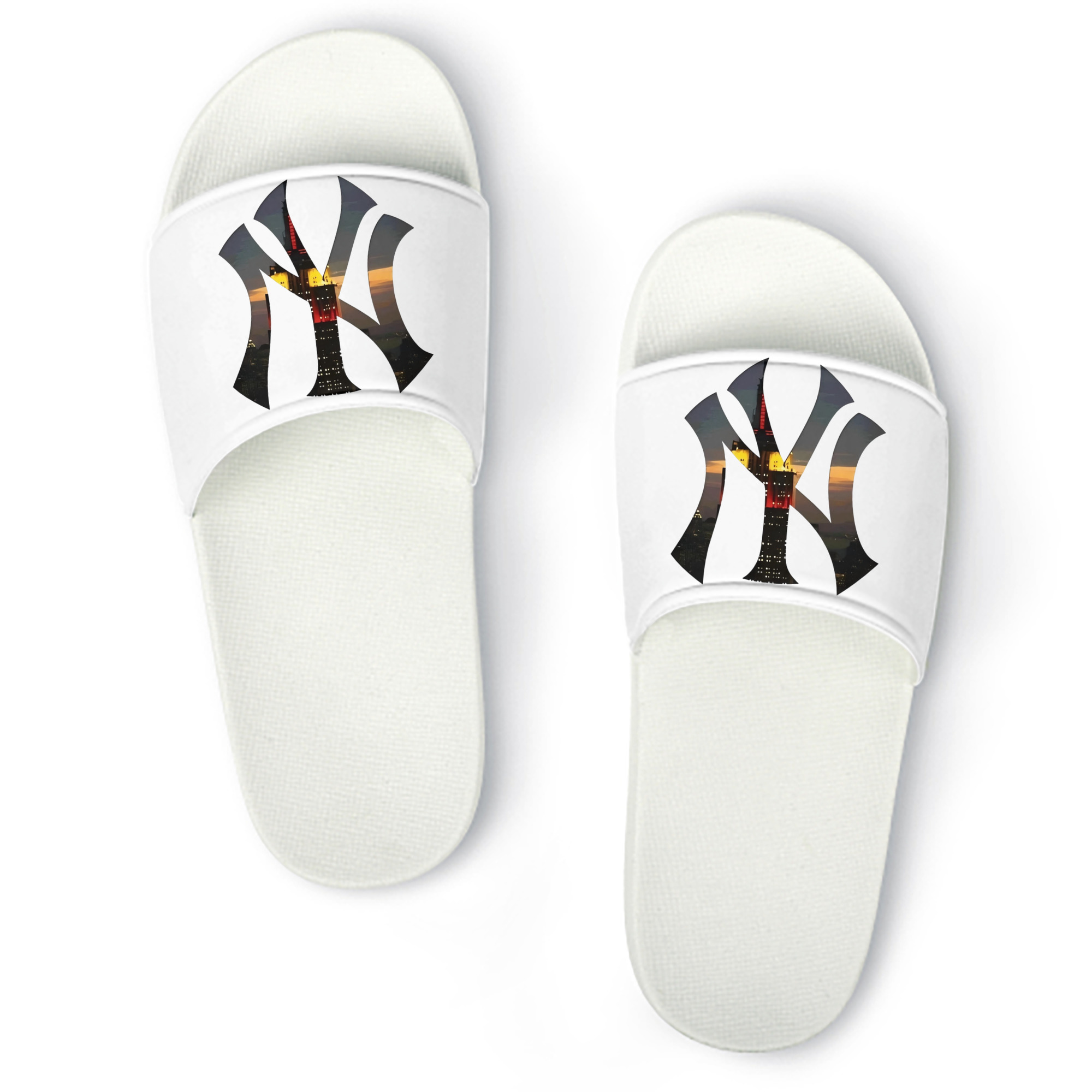 New York Yankees Logo New York Background PVC Home Slippers For Men & Women – Durable, Comfortable, Waterproof, Non-Slip, Stylish Casual Indoor & Outdoor Sandals