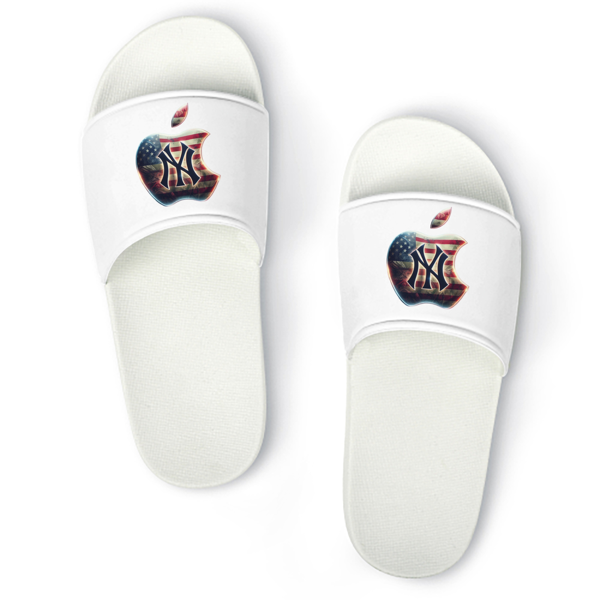 New York Yankees Apple US Flag PVC Home Slippers For Men & Women – Durable, Comfortable, Waterproof, Non-Slip, Stylish Casual Indoor & Outdoor Sandals