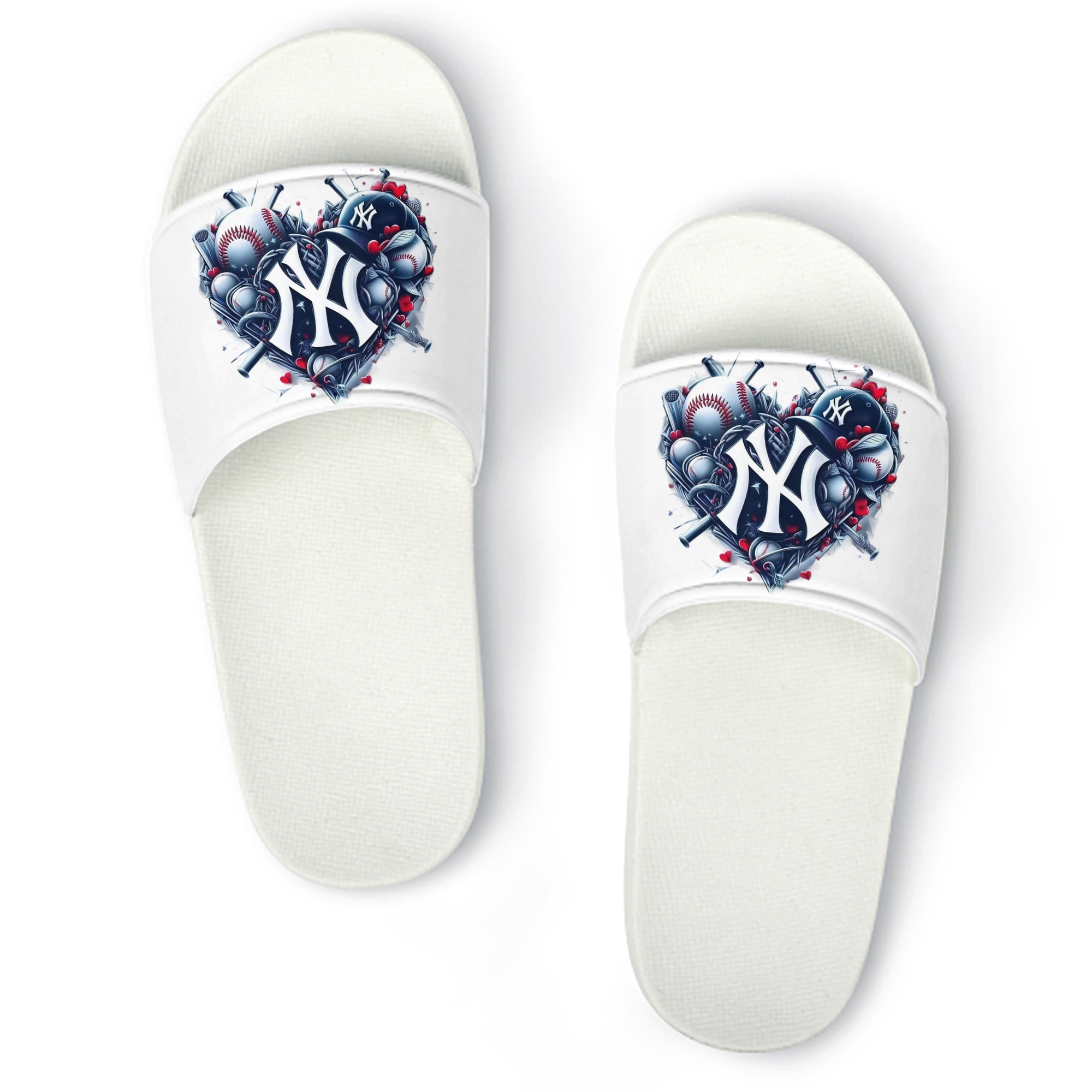 New York Yankees Heart PVC Home Slippers For Men & Women – Durable, Comfortable, Waterproof, Non-Slip, Stylish Casual Indoor & Outdoor Sandals