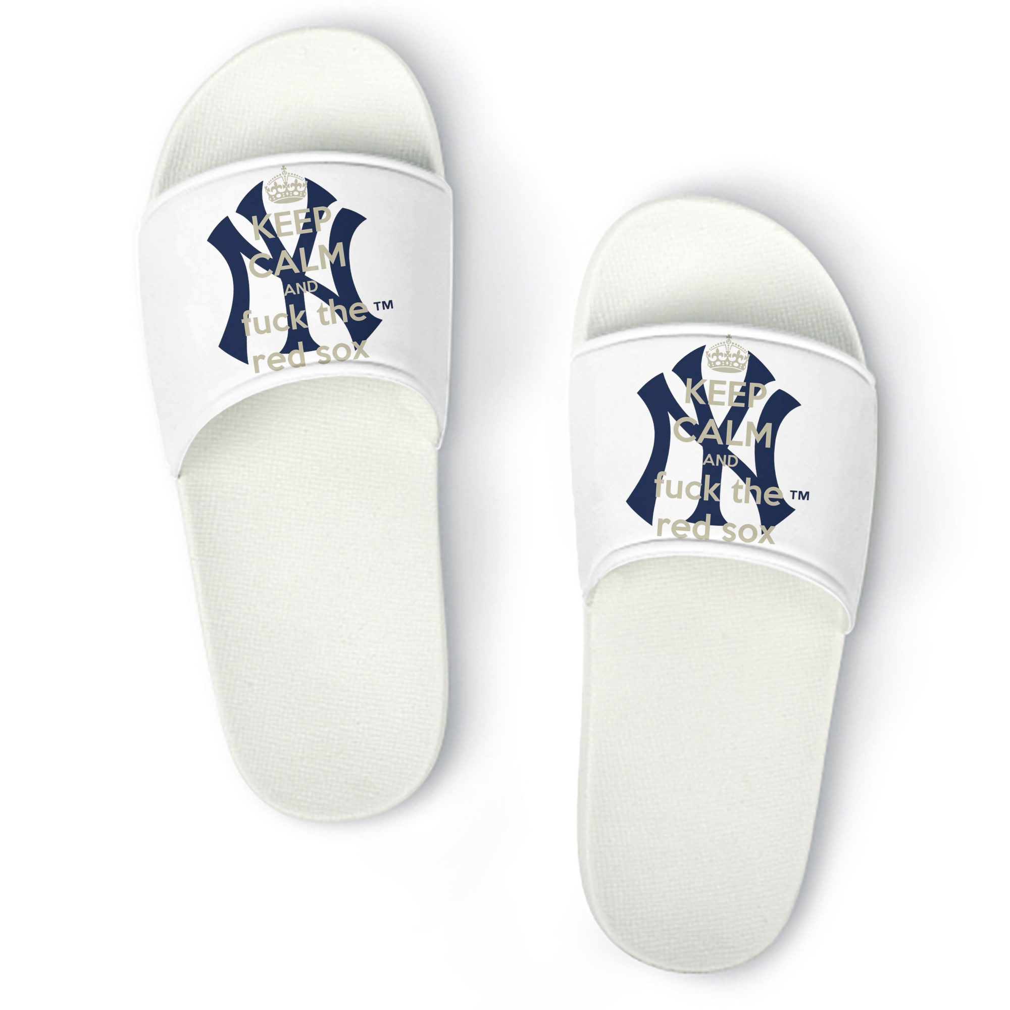 New York Yankees Keep Calm and Fuck The Red Sox PVC Home Slippers For Men & Women – Durable, Comfortable, Waterproof, Non-Slip, Stylish Casual Indoor & Outdoor Sandals