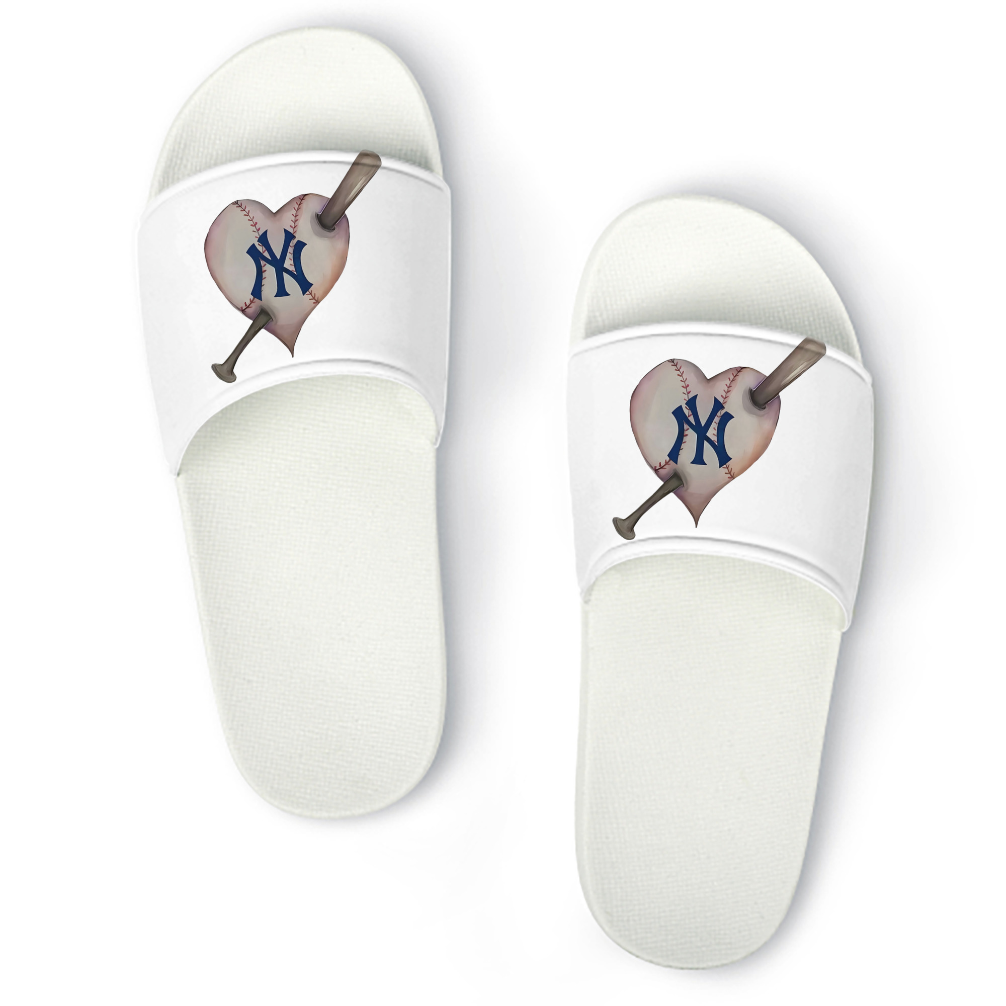 New York Yankees Heart PVC Home Slippers For Men & Women – Durable, Comfortable, Waterproof, Non-Slip, Stylish Casual Indoor & Outdoor Sandals