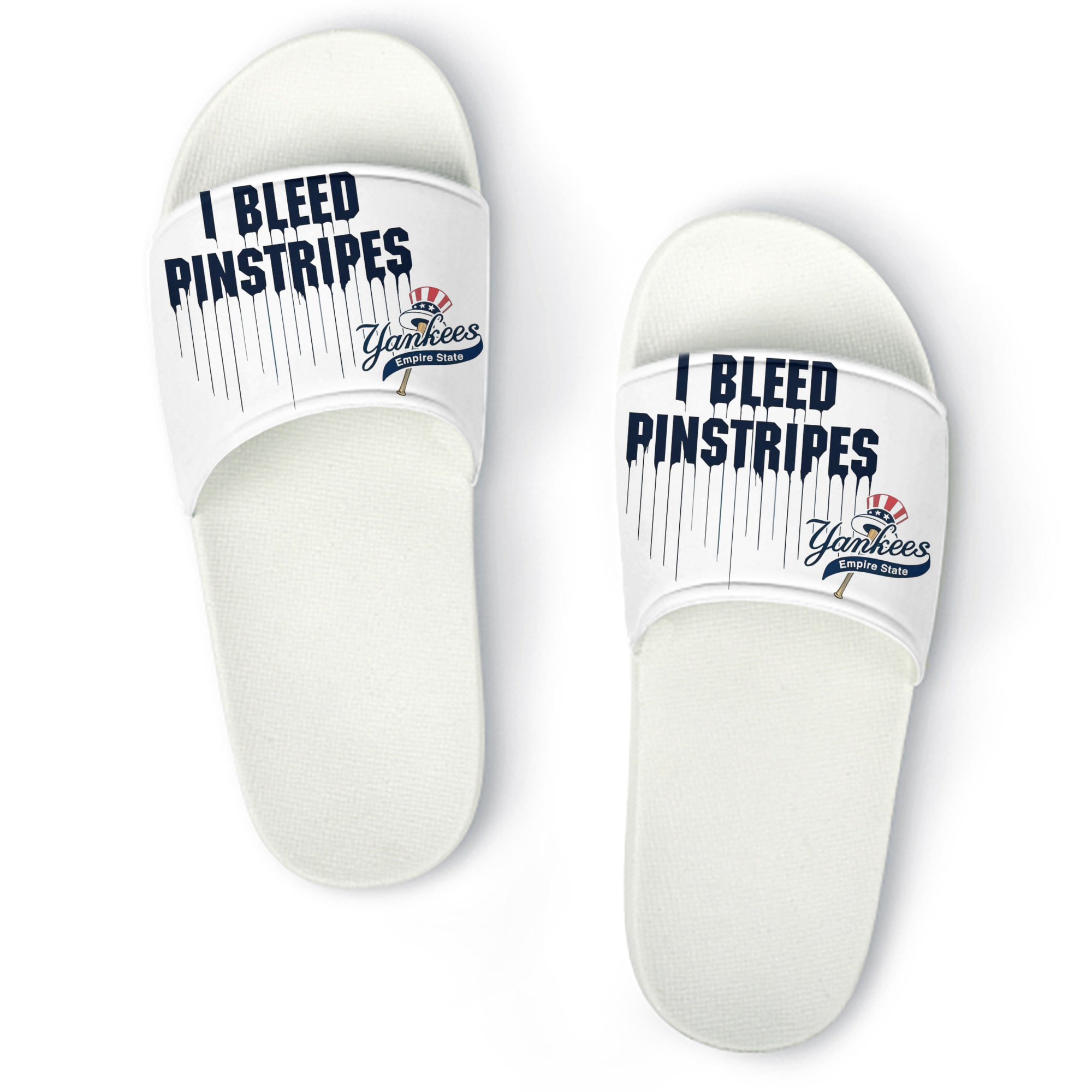 New York Yankees I Bleed Pinstripes PVC Home Slippers For Men & Women – Durable, Comfortable, Waterproof, Non-Slip, Stylish Casual Indoor & Outdoor Sandals