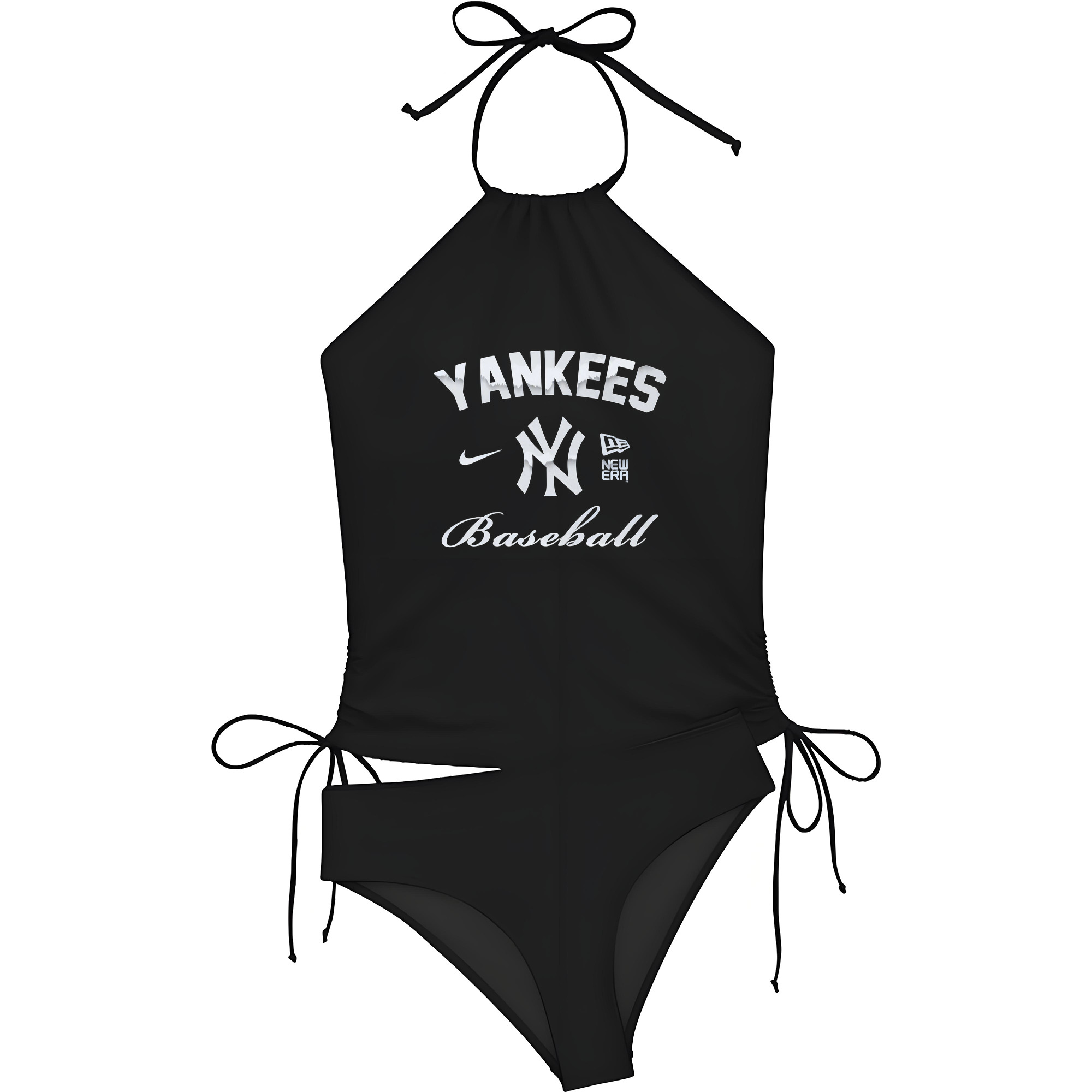 New York Yankees BaseBall Women's Heat Transfer Printed Two-Piece Bikini Set – Sexy One-Shoulder Top & Triangle Bottom, Soft Nylon-Spandex, Perfect for Beach, Pool & Vacation