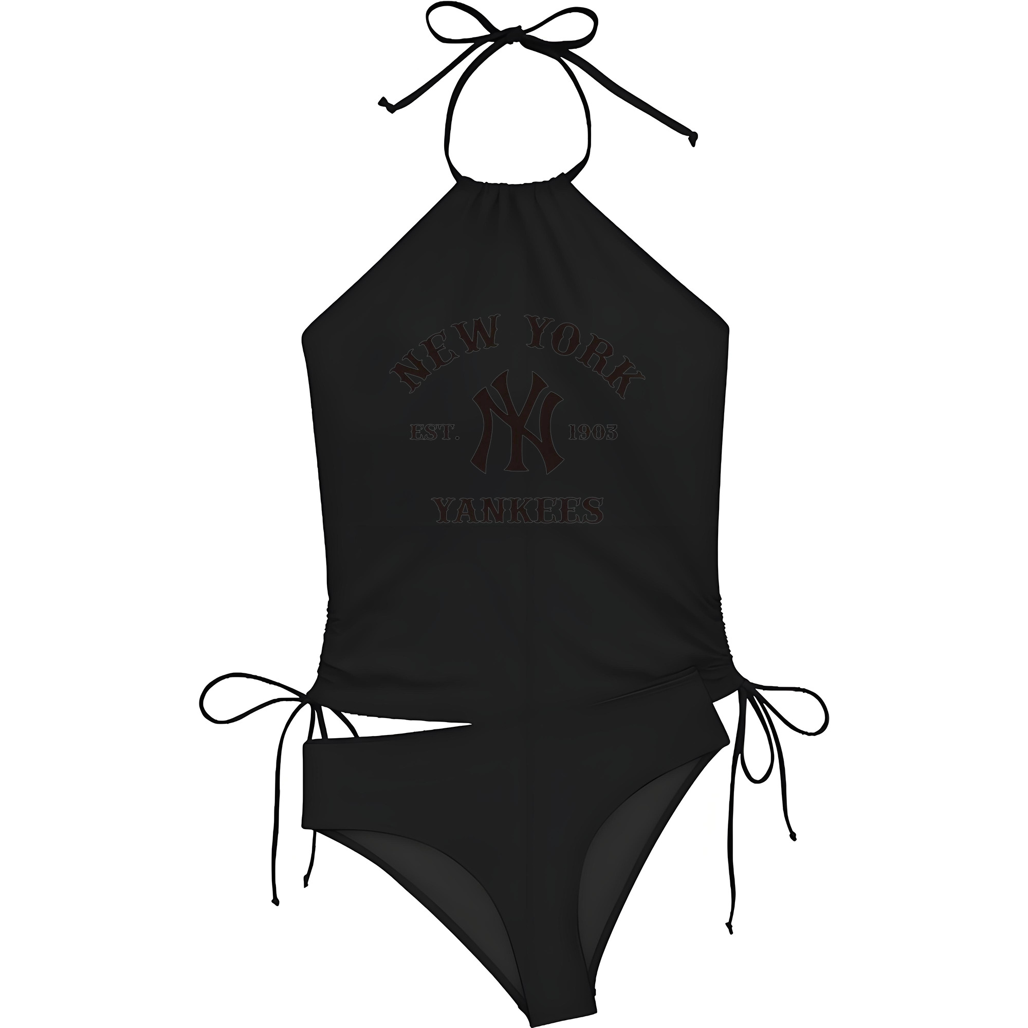 New York Yankees EST 1903 Women's Heat Transfer Printed Two-Piece Bikini Set – Sexy One-Shoulder Top & Triangle Bottom, Soft Nylon-Spandex, Perfect for Beach, Pool & Vacation