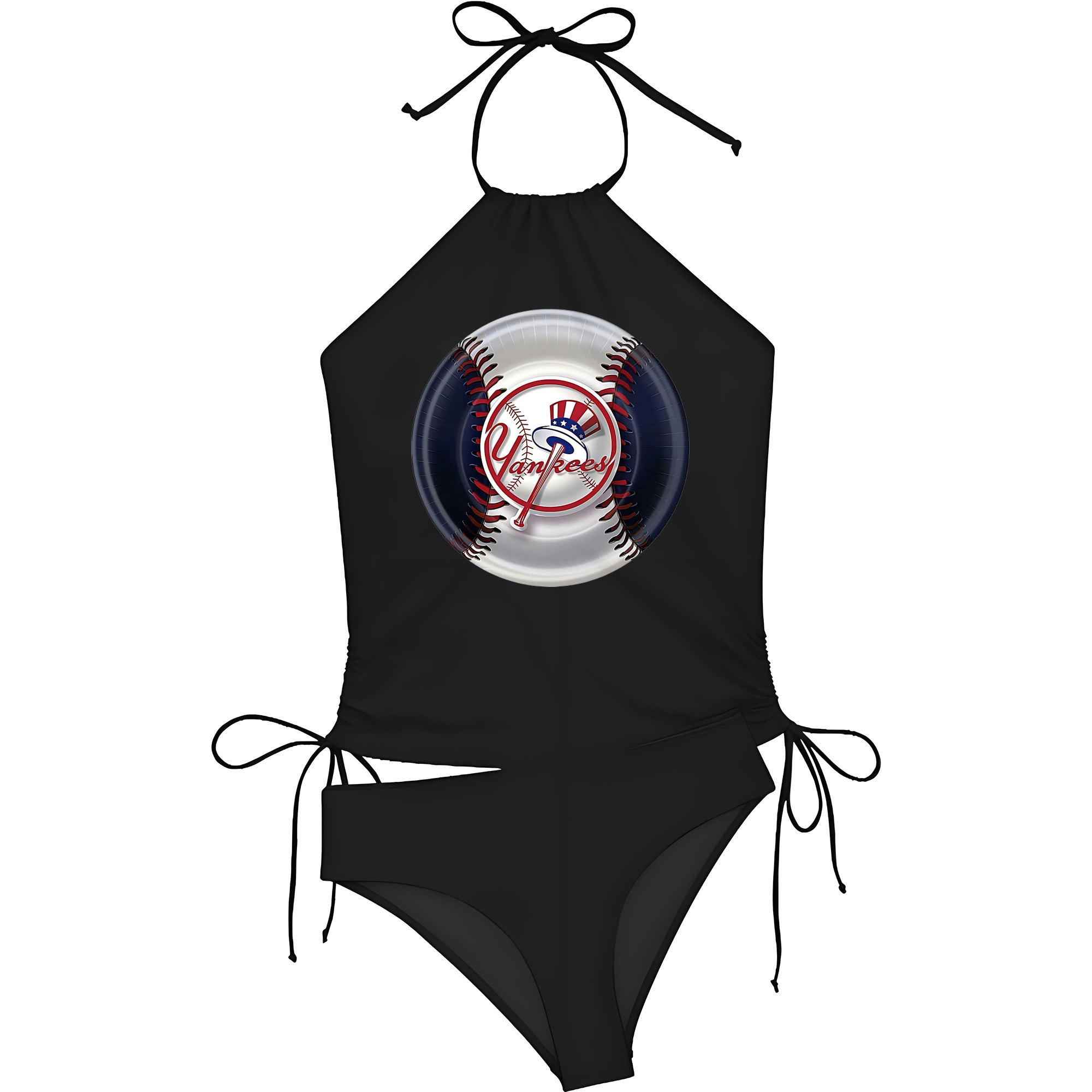 New York Yankees 81 Women's Heat Transfer Printed Two-Piece Bikini Set – Sexy One-Shoulder Top & Triangle Bottom, Soft Nylon-Spandex, Perfect for Beach, Pool & Vacation
